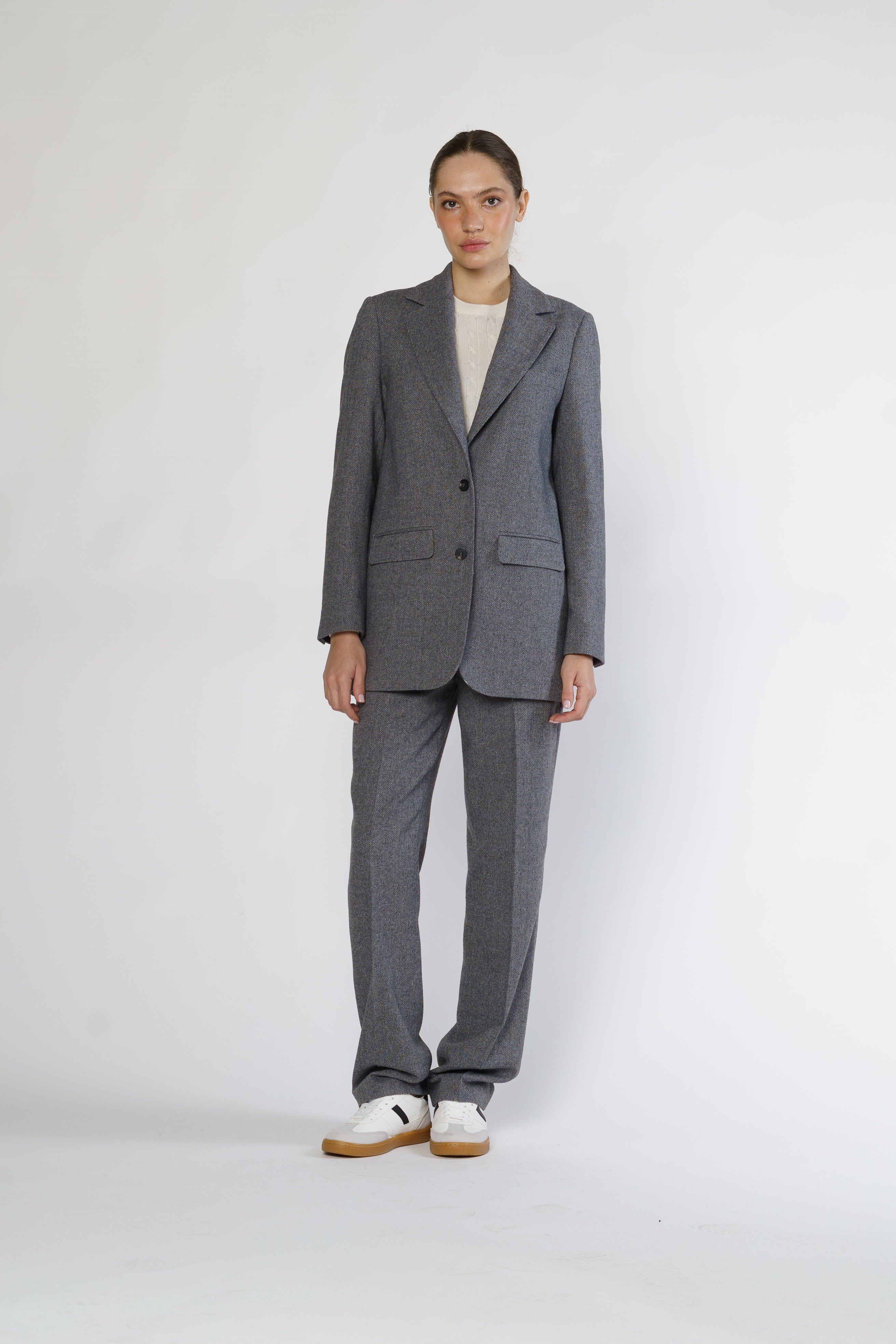 Women's Gray Tweed Wool Jacket