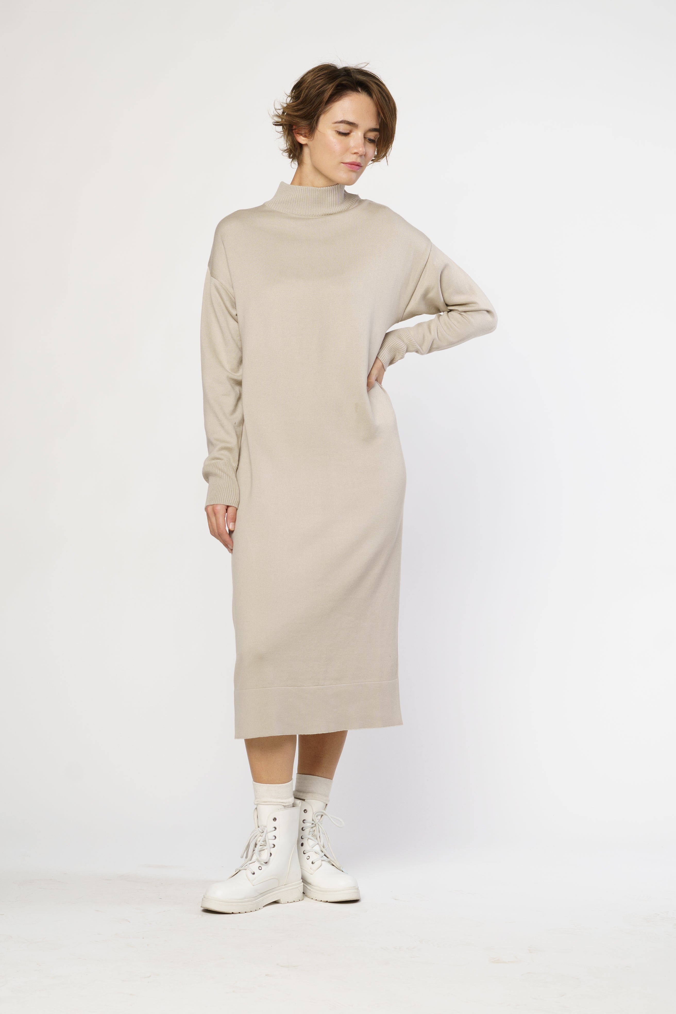Women's Beige Midi Dress CA1W22.07.60