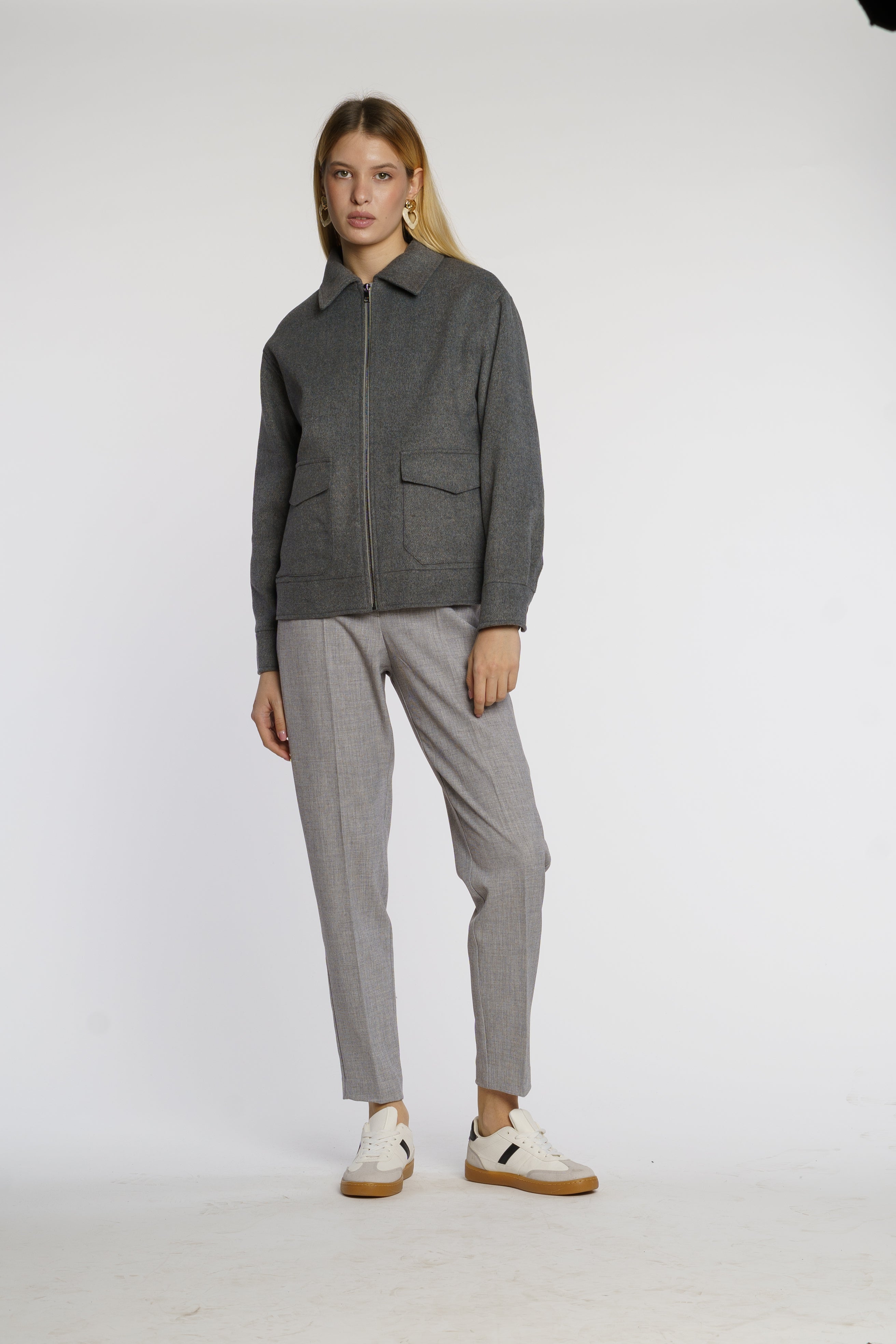 Amorakin Women's Gray Wool Jacket CA1W08.01.13