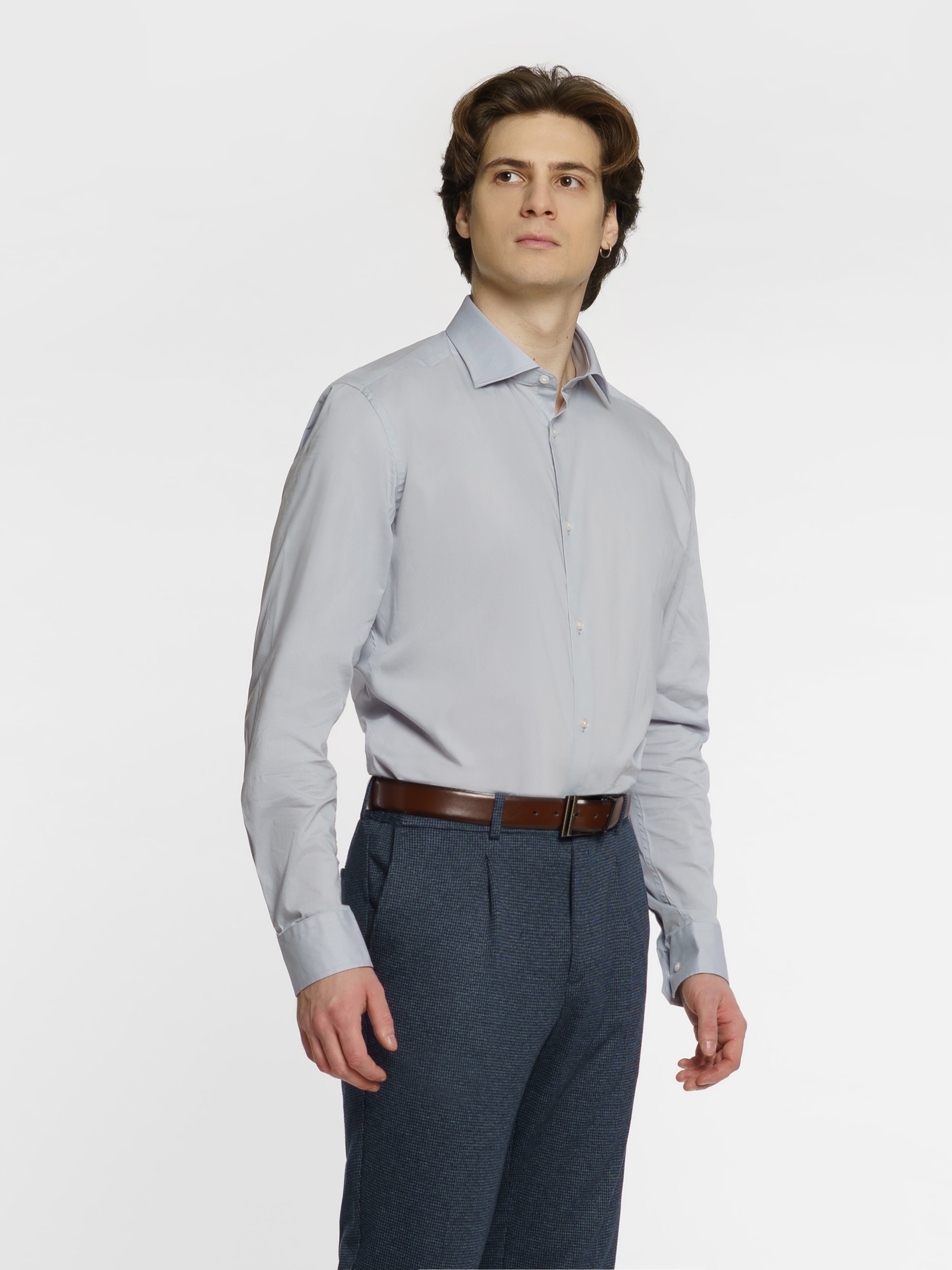 Gray Cotton Elastane Men's Shirt CA1M05.07.12