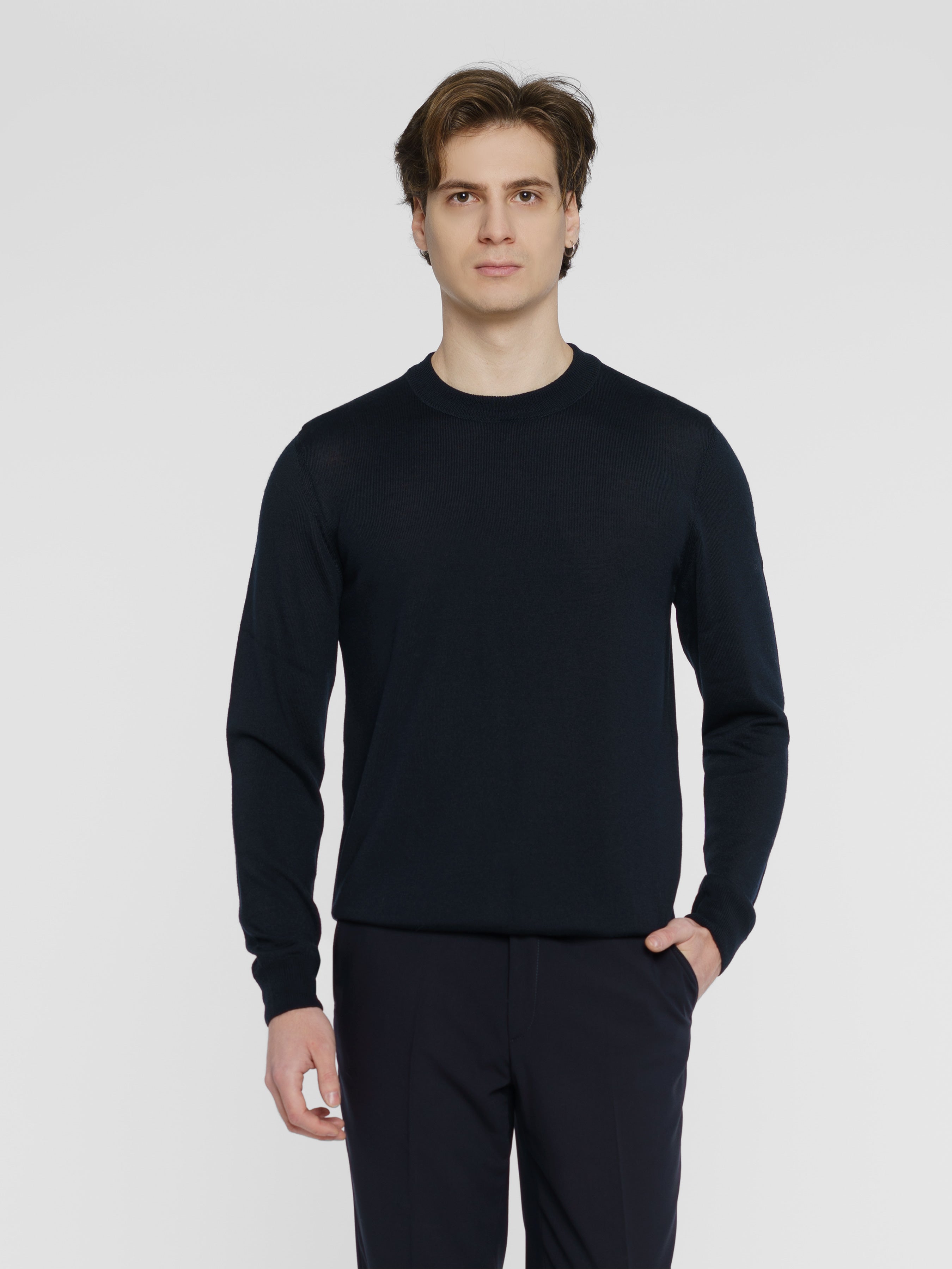 Men's Dark Blue Merino Wool Jumper CA1M10.25.09