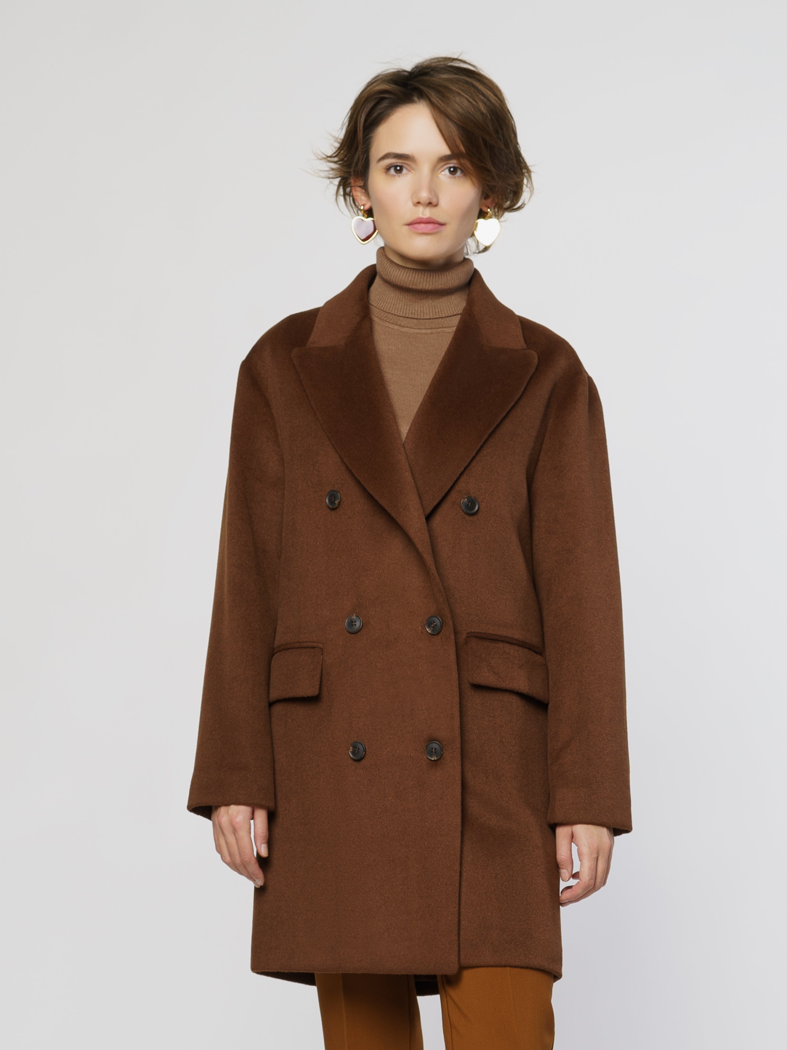 Brown Double-Breasted Coat CA1W07.05.38