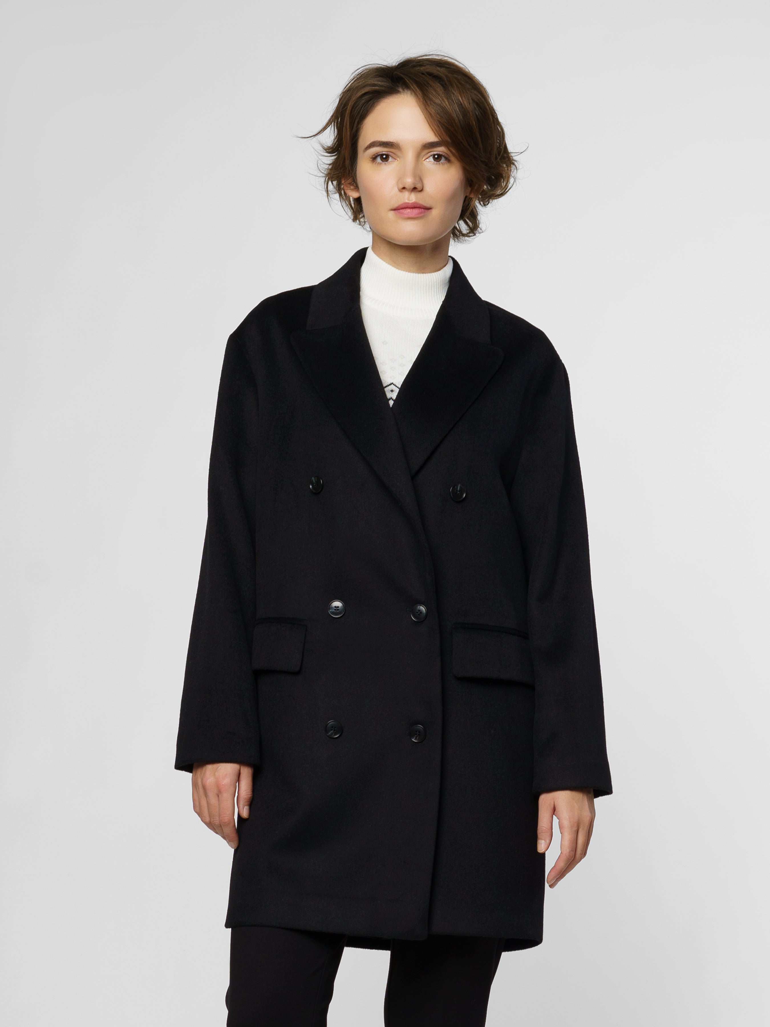 Women's Black Wool Coat CA1W07.06.02