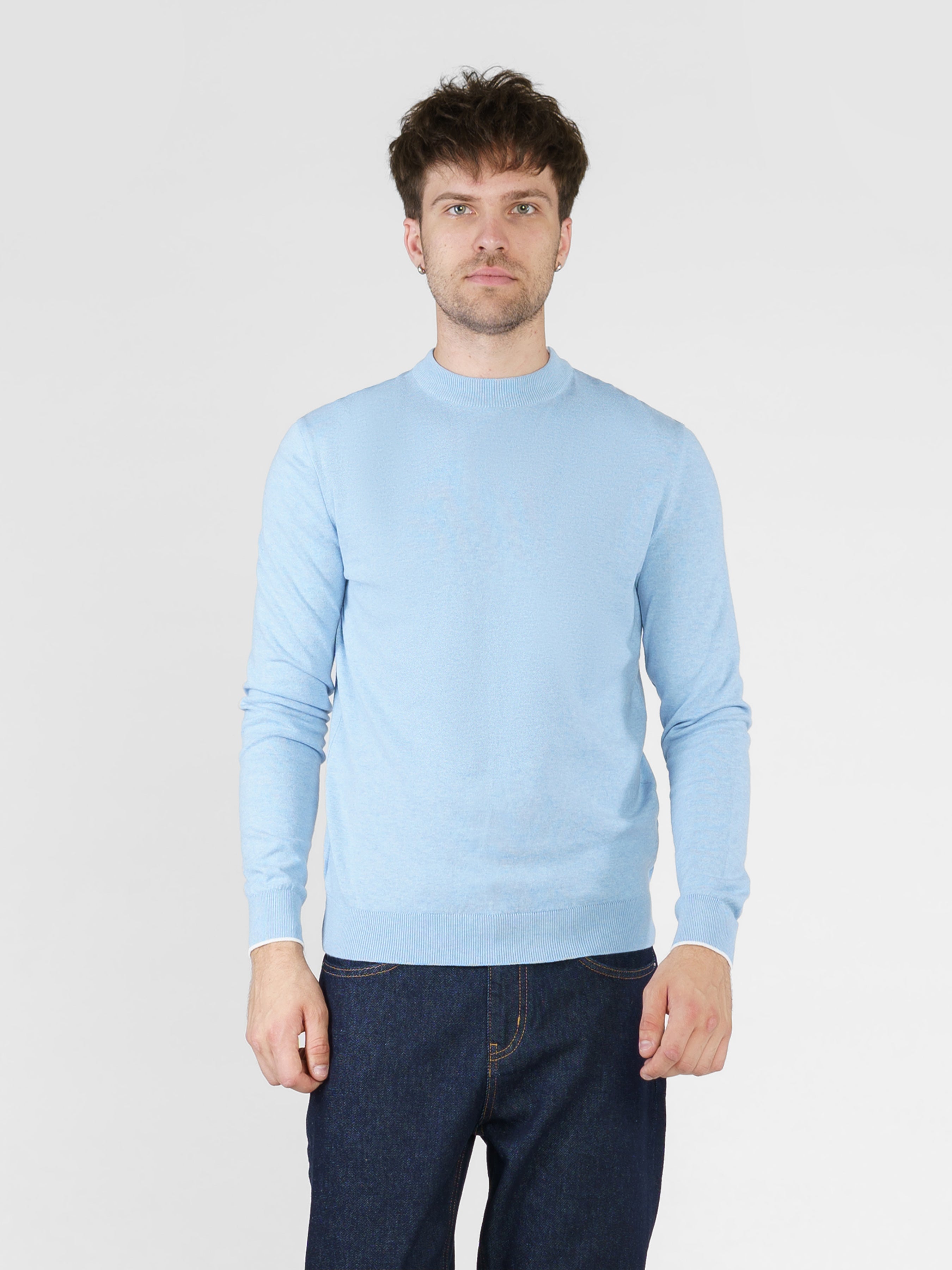 Mens Blue Round Collar Jumper CA1M10.02.23