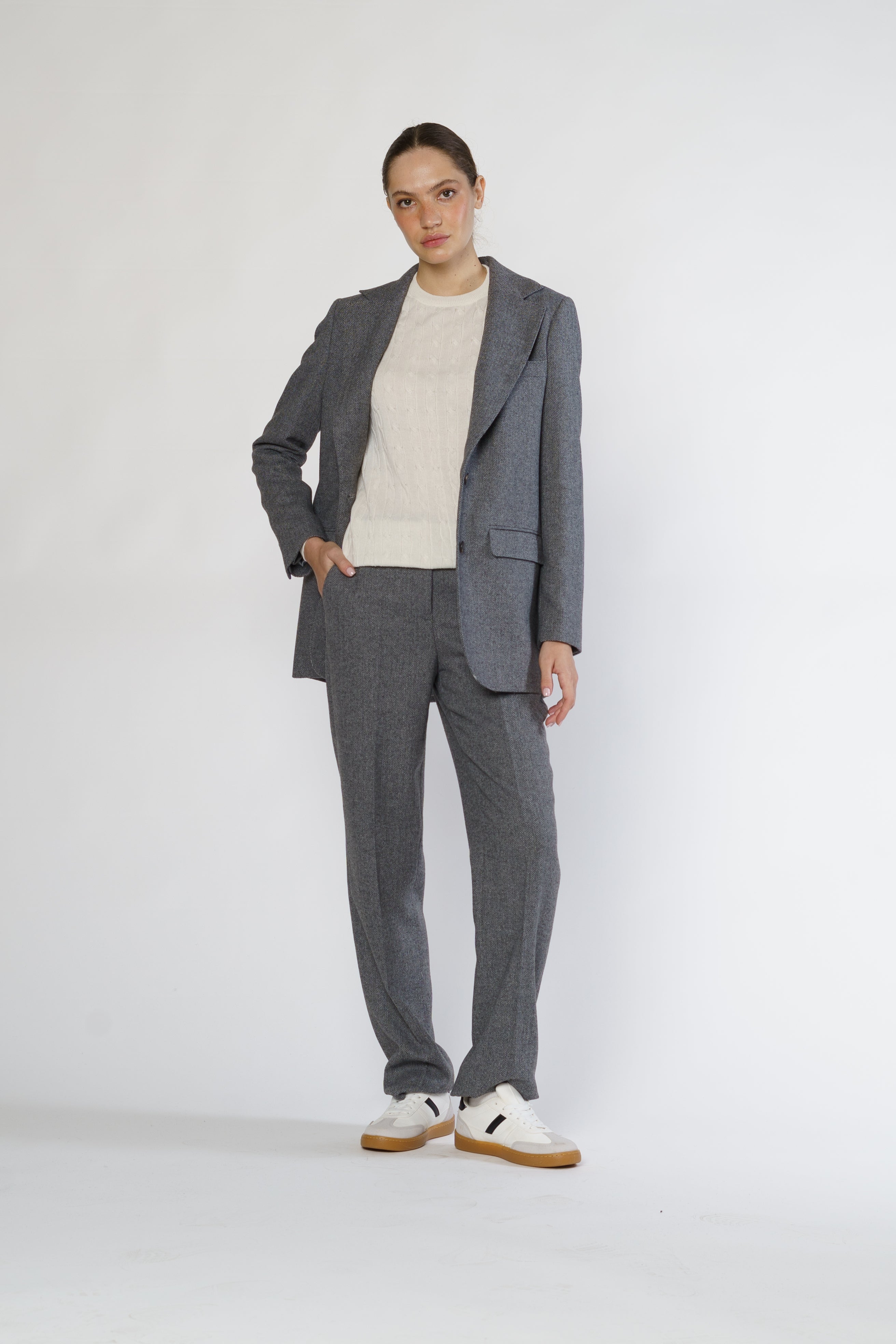 Women's Gray Tweed Wool Jacket