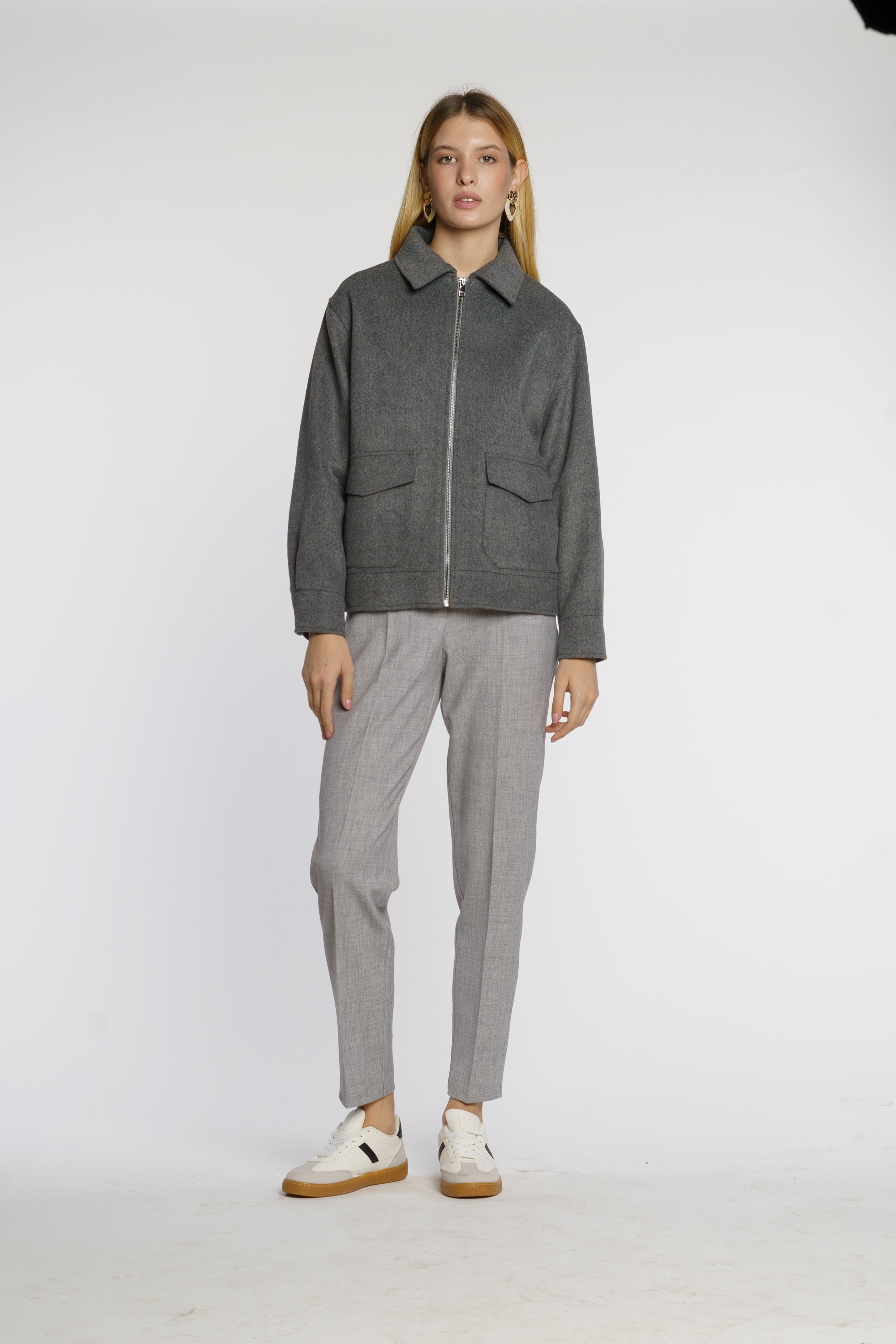 Amorakin Women's Gray Wool Jacket CA1W08.01.13