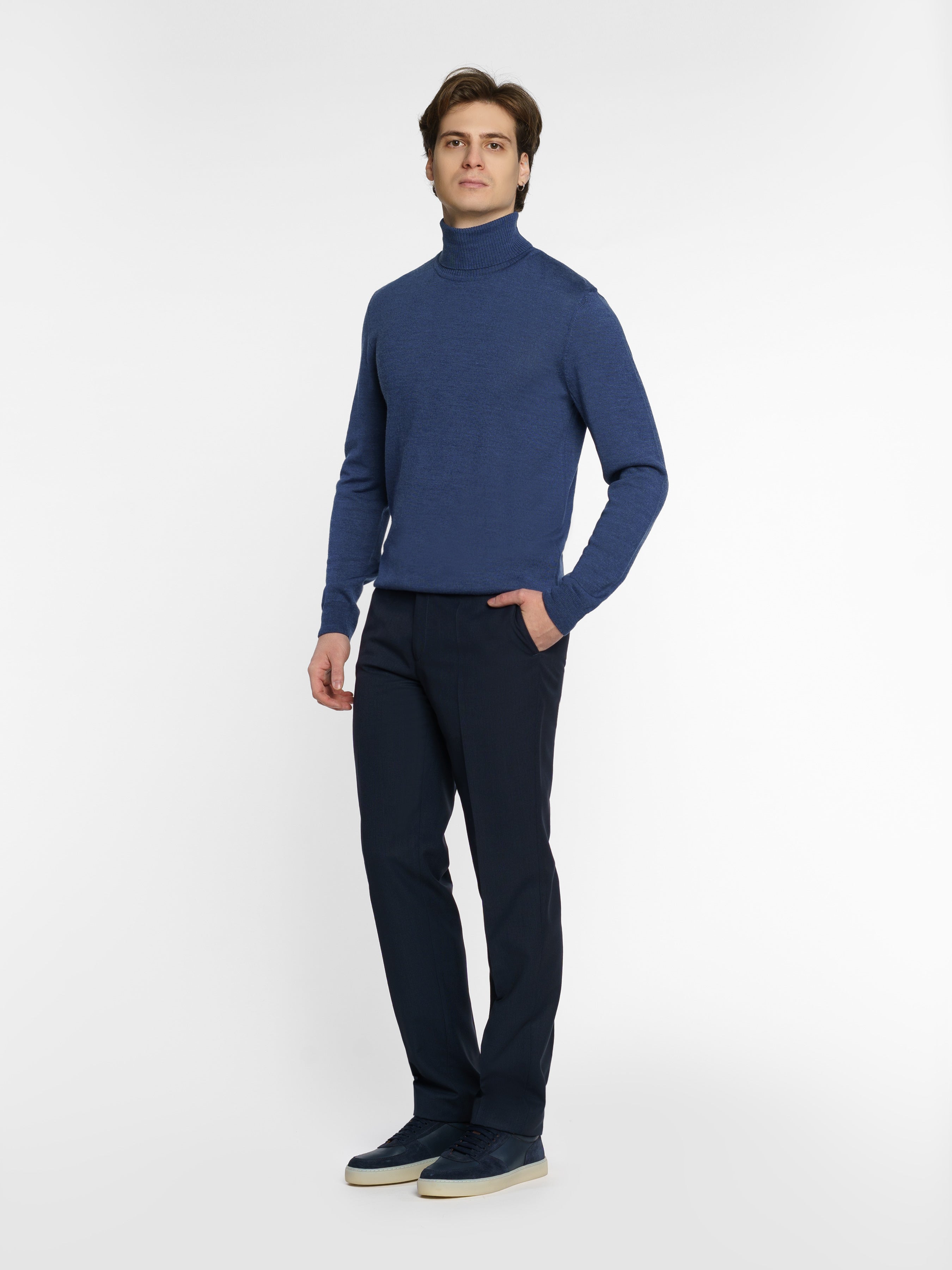 Dark Blue Merino Wool Sweater CA1M10.07.06