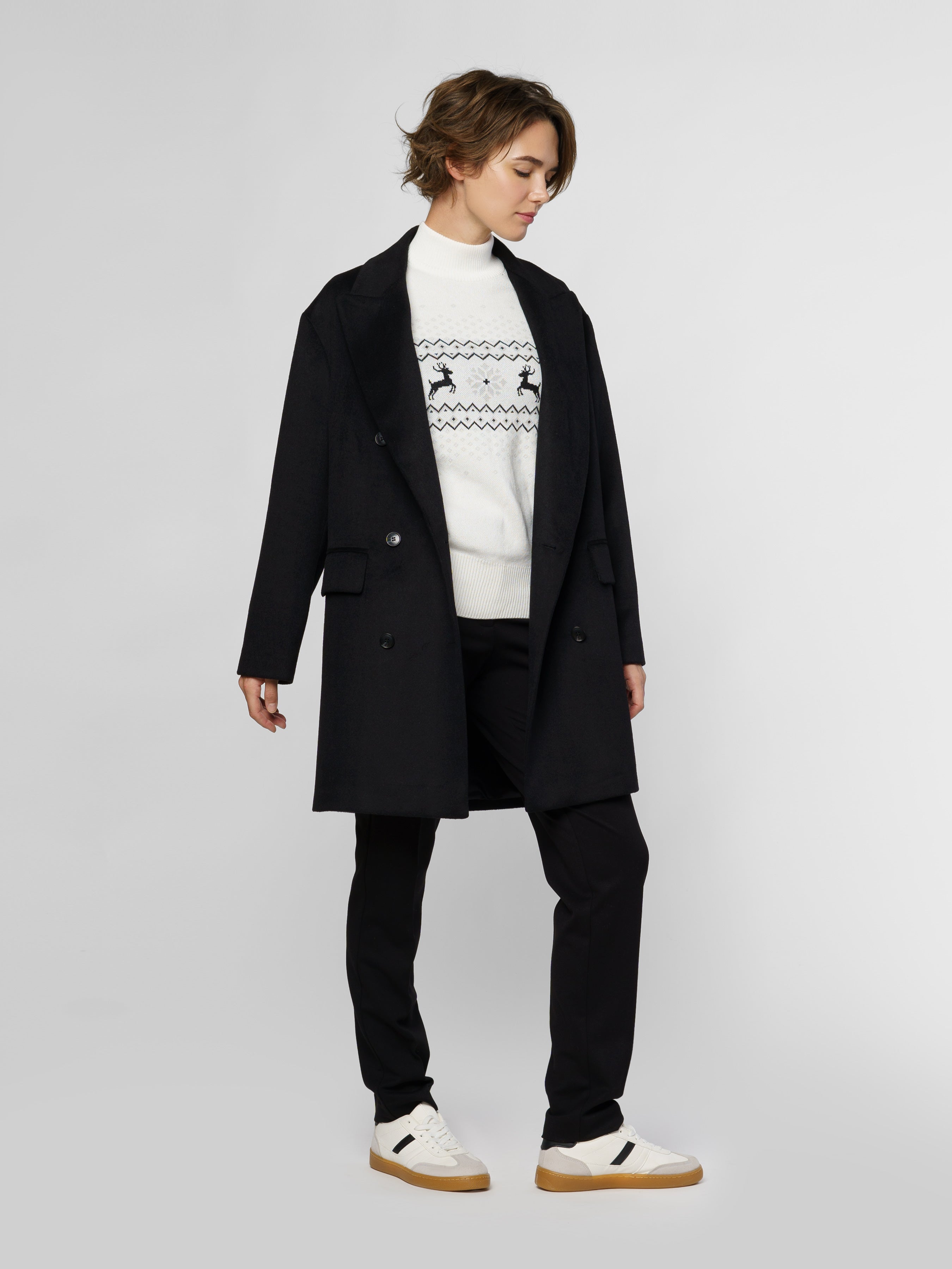 Women's Black Wool Coat CA1W07.06.02