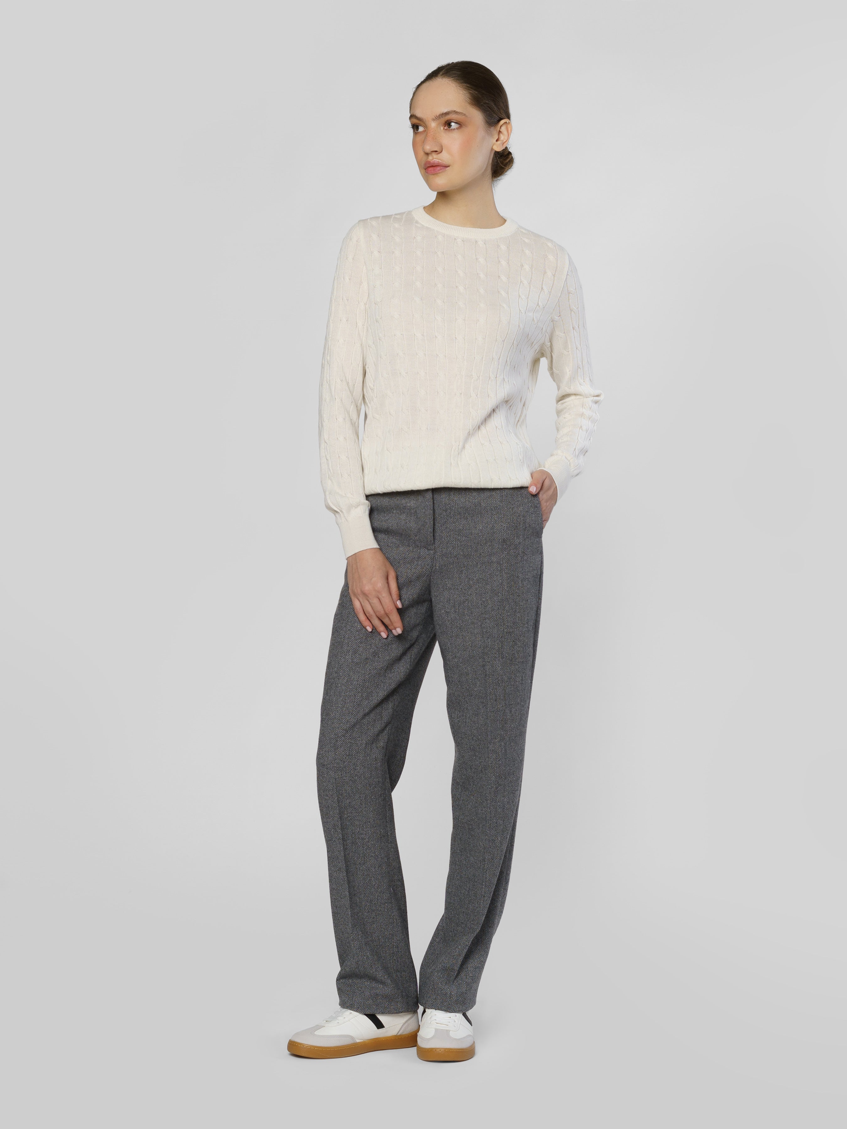 Women's Gray Wool Pants CA1W01.01.12