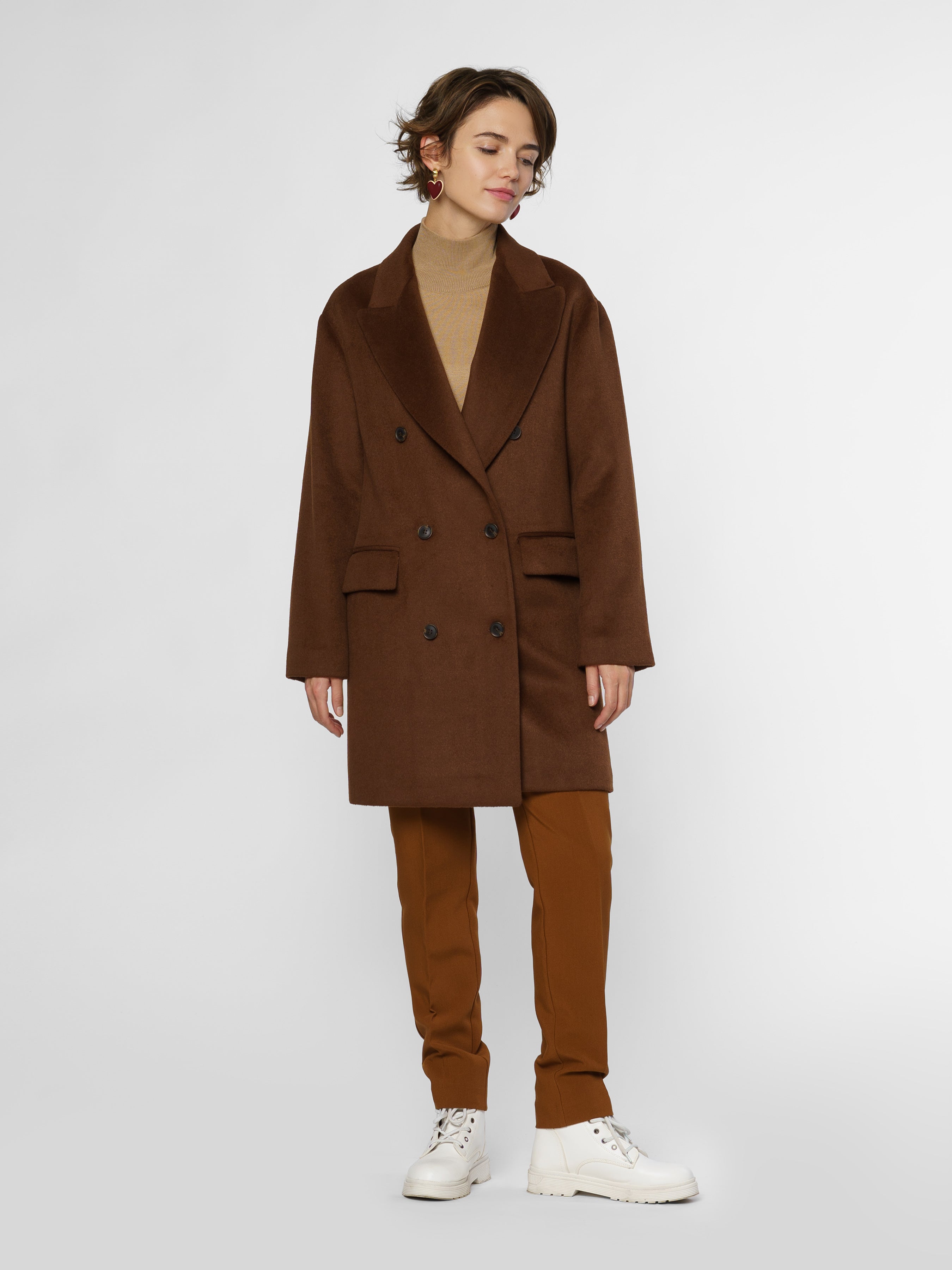 Brown Double-Breasted Coat CA1W07.05.38