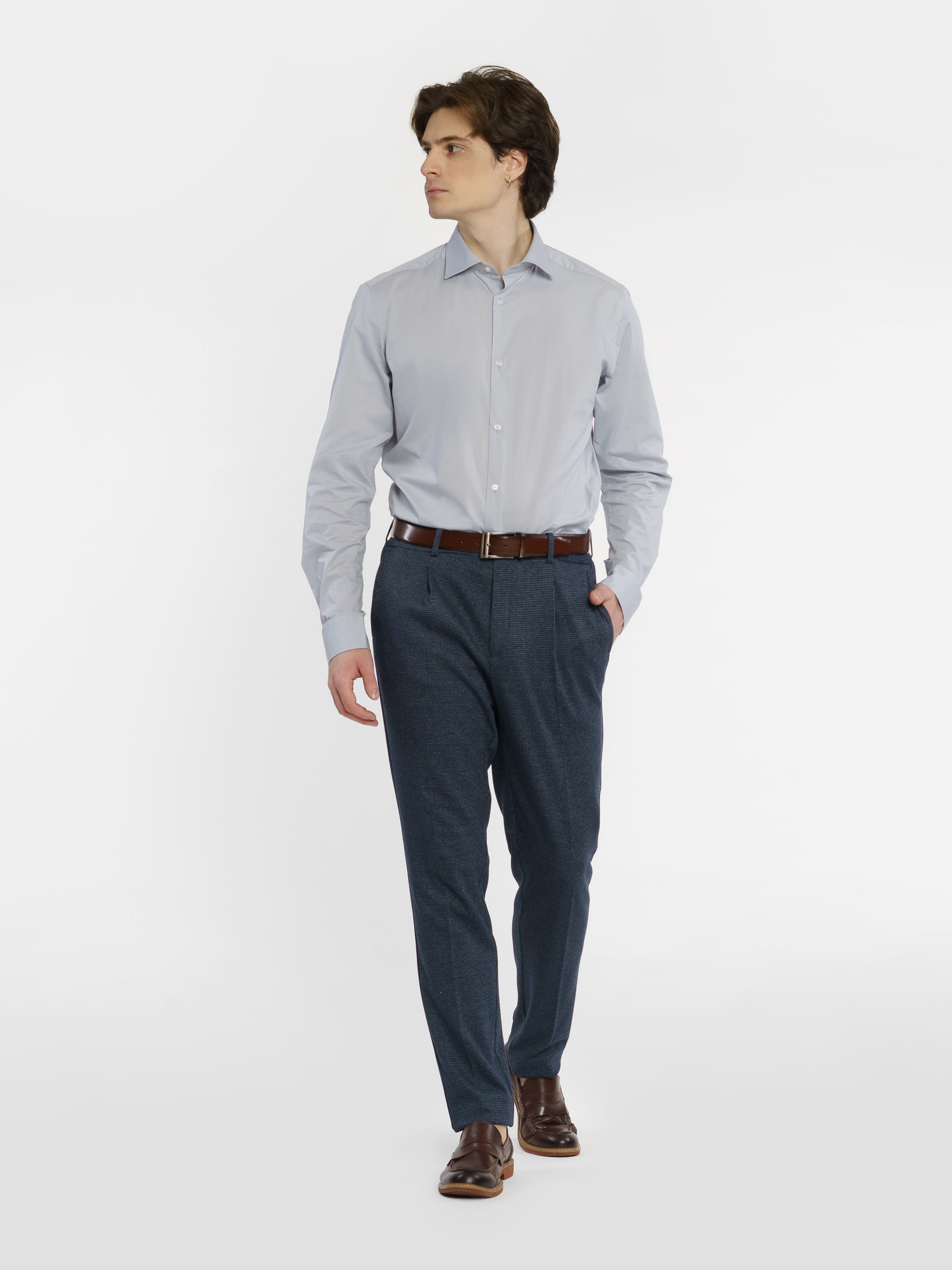 Gray Cotton Elastane Men's Shirt CA1M05.07.12