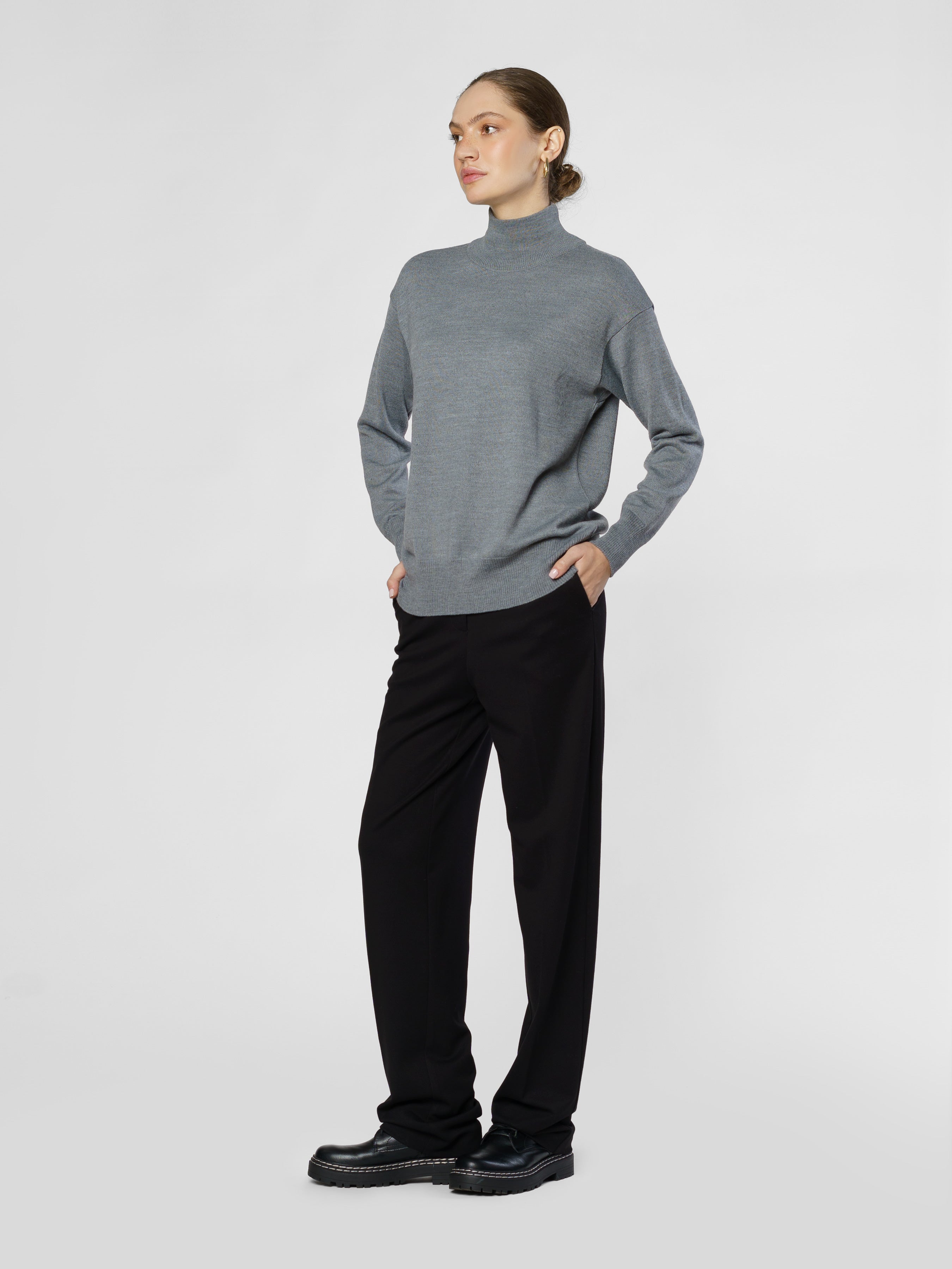 Women's Gray Acrylic Sweater