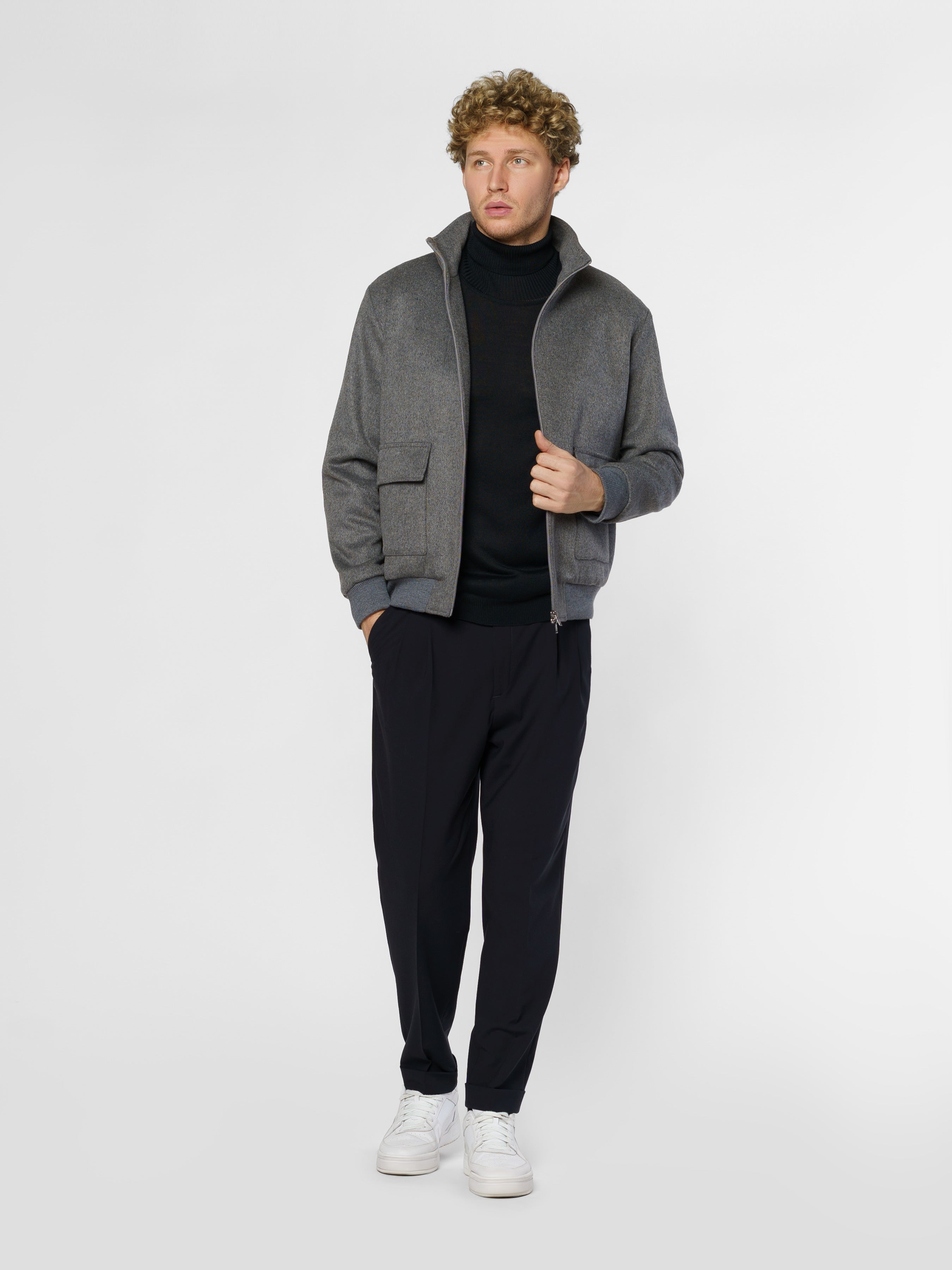 Men's Gray Wool Bomber Jacket CA1M08.06.12