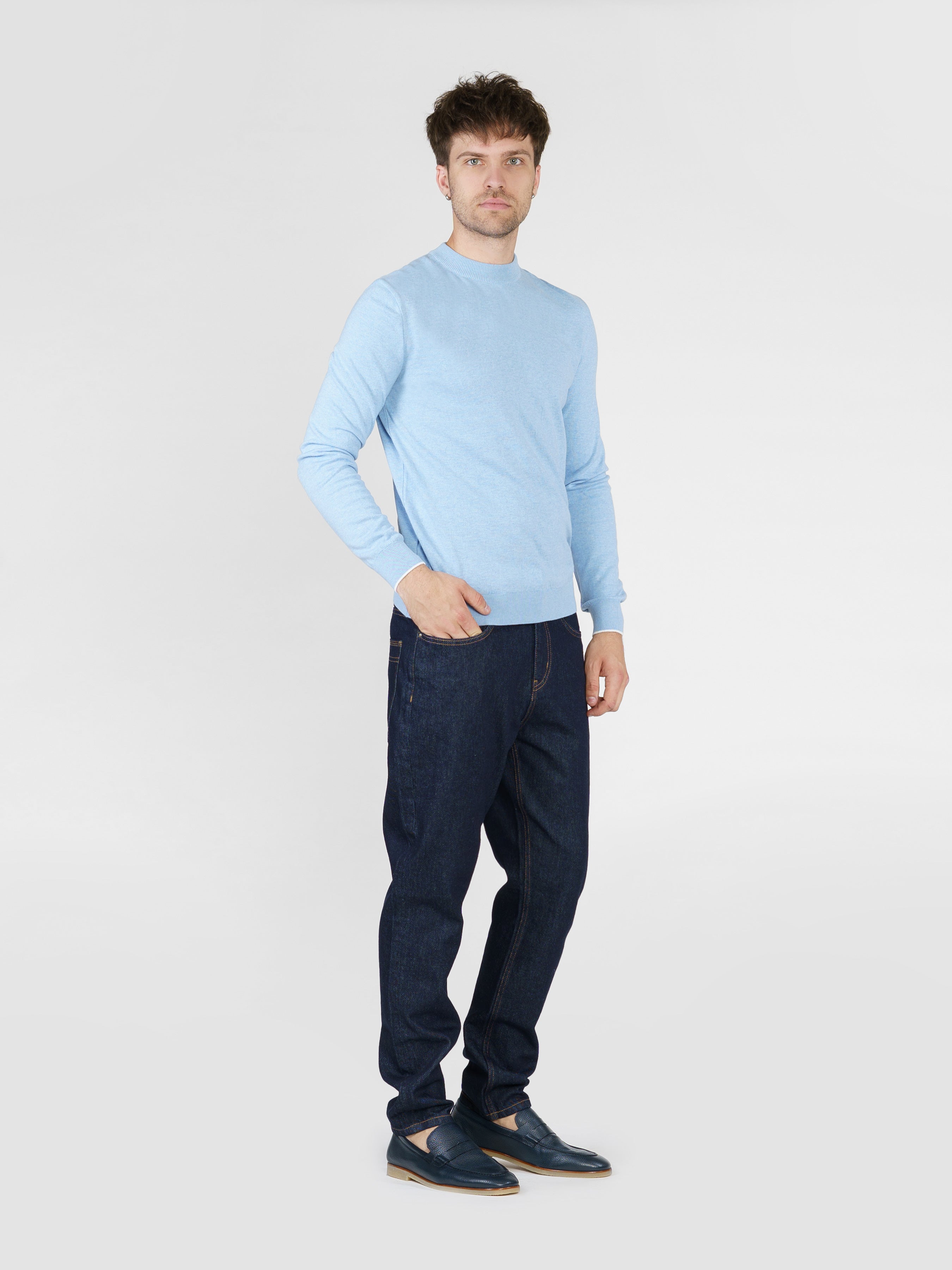Mens Blue Round Collar Jumper CA1M10.02.23
