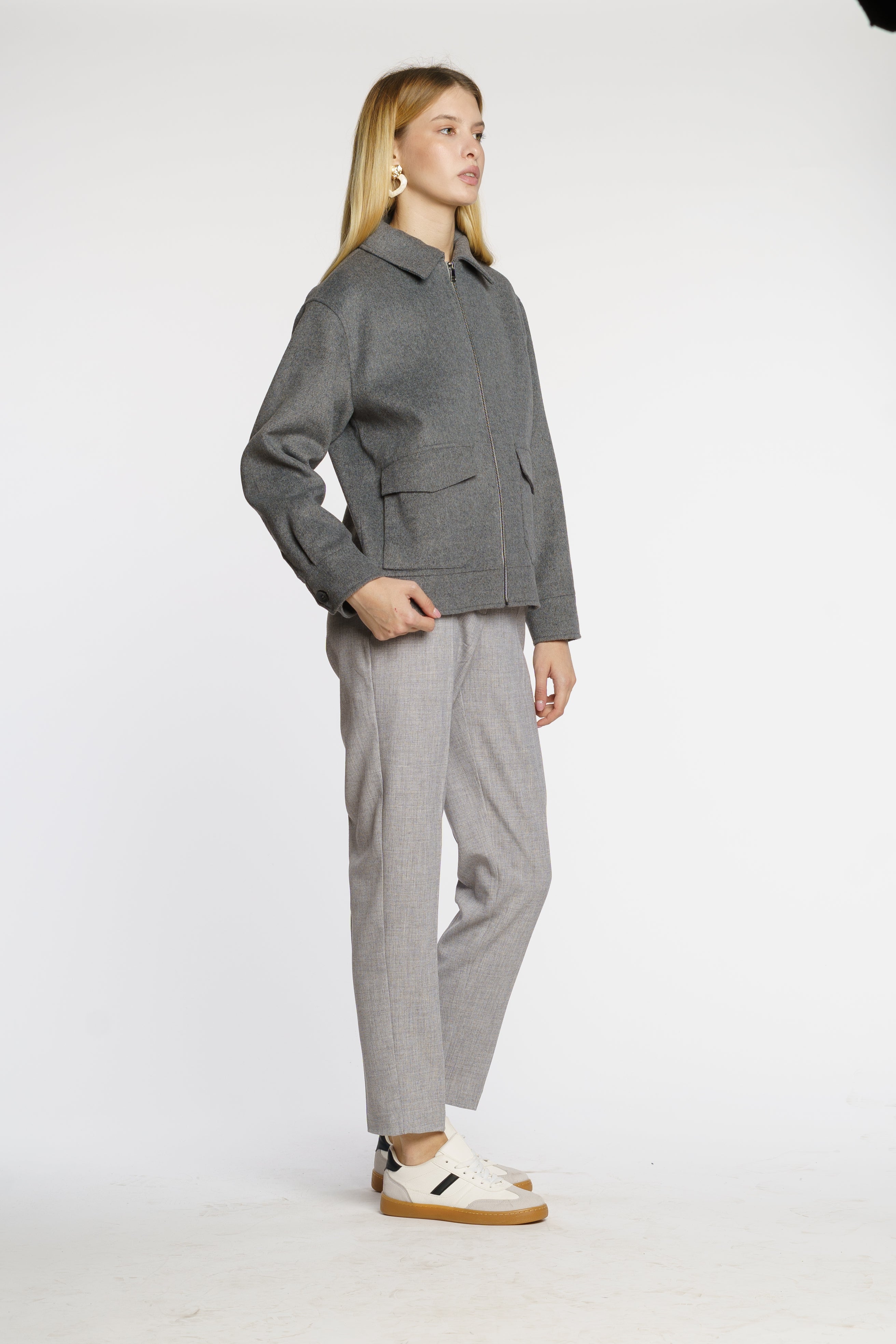 Amorakin Women's Gray Wool Jacket CA1W08.01.13