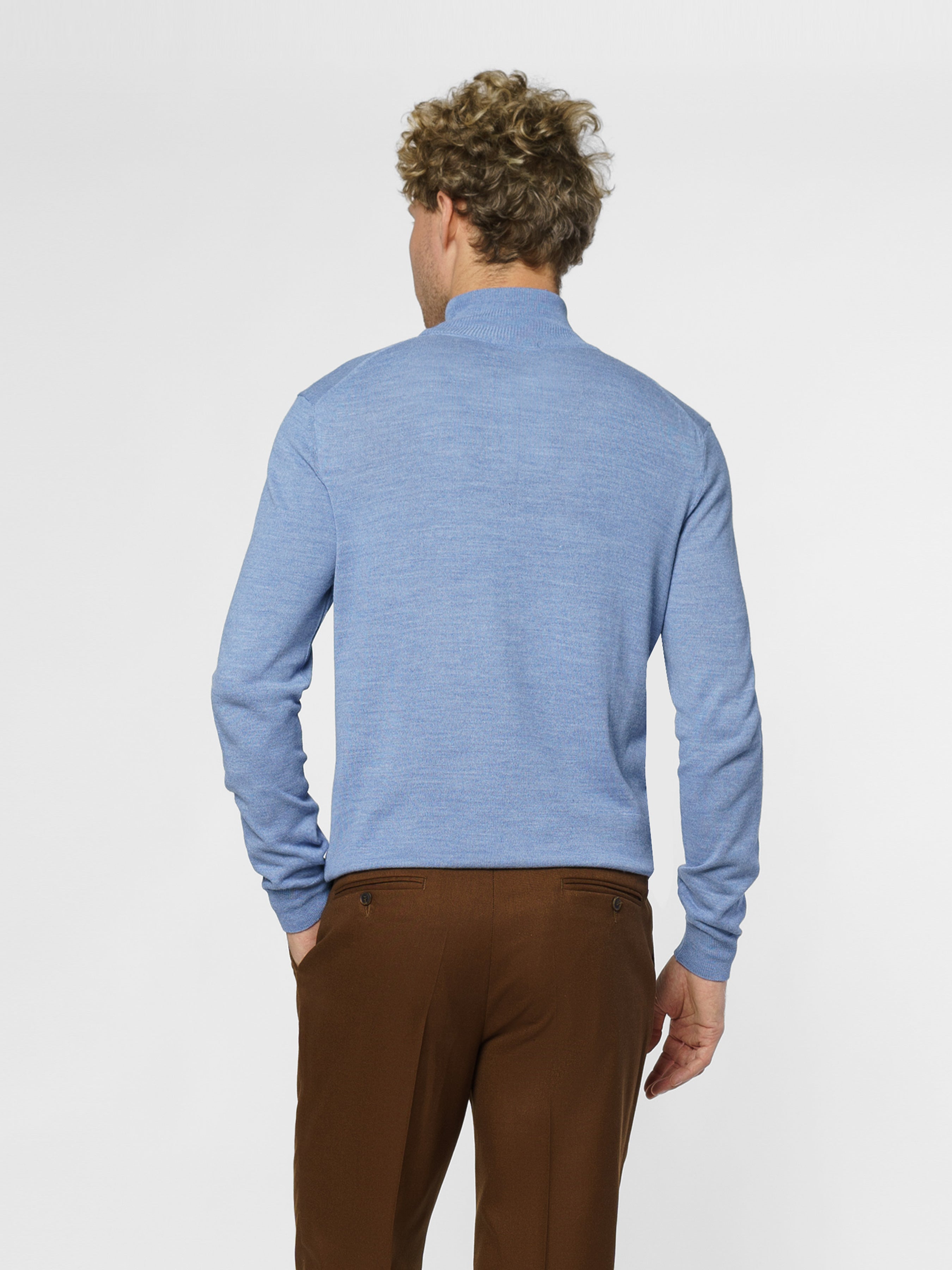 Stylish Men's Blue Jumper with High Collar - Premium Knitwear CA1M10.10.23