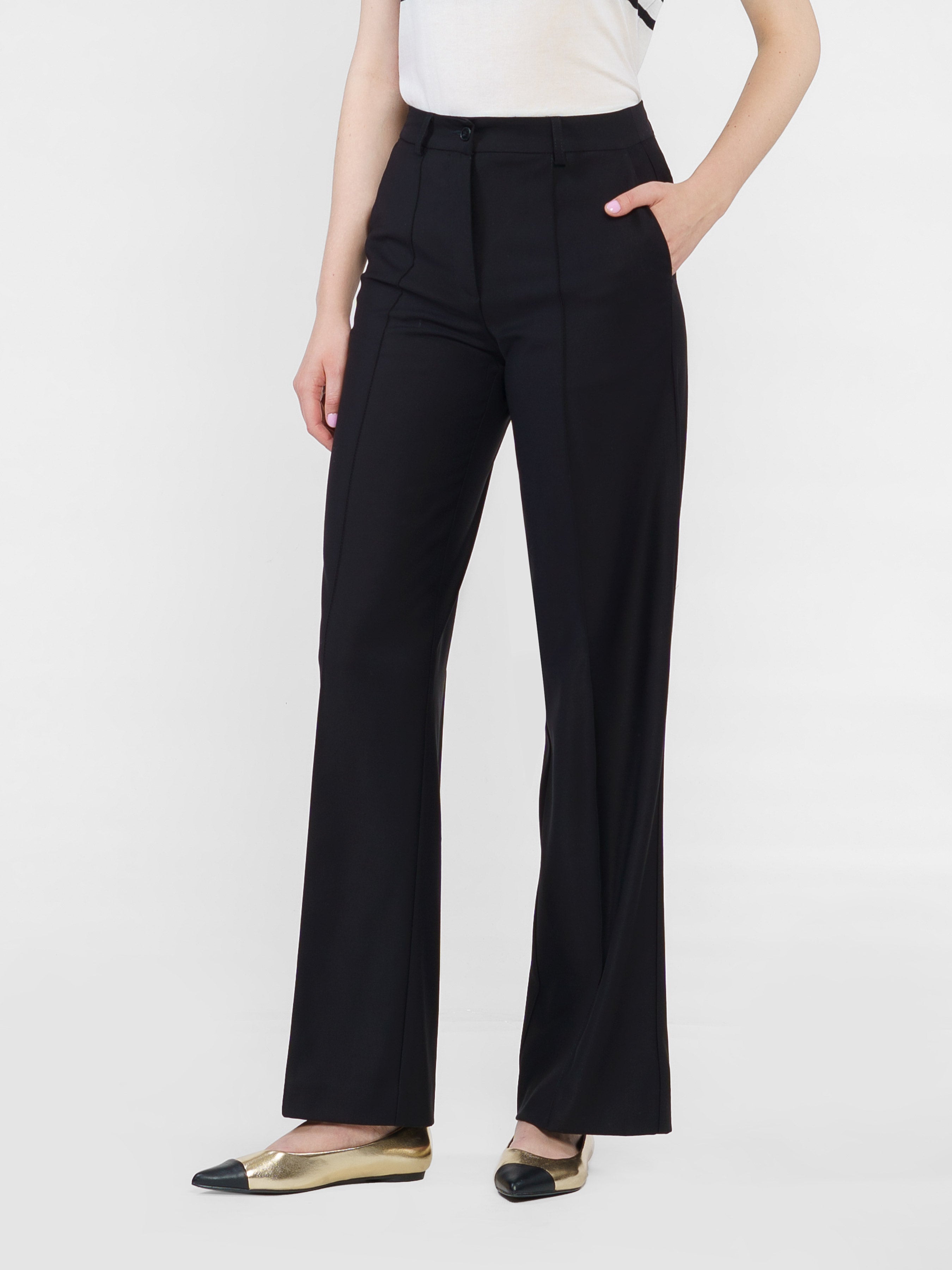 Women's Black Flare Pants CA1W01.01.02