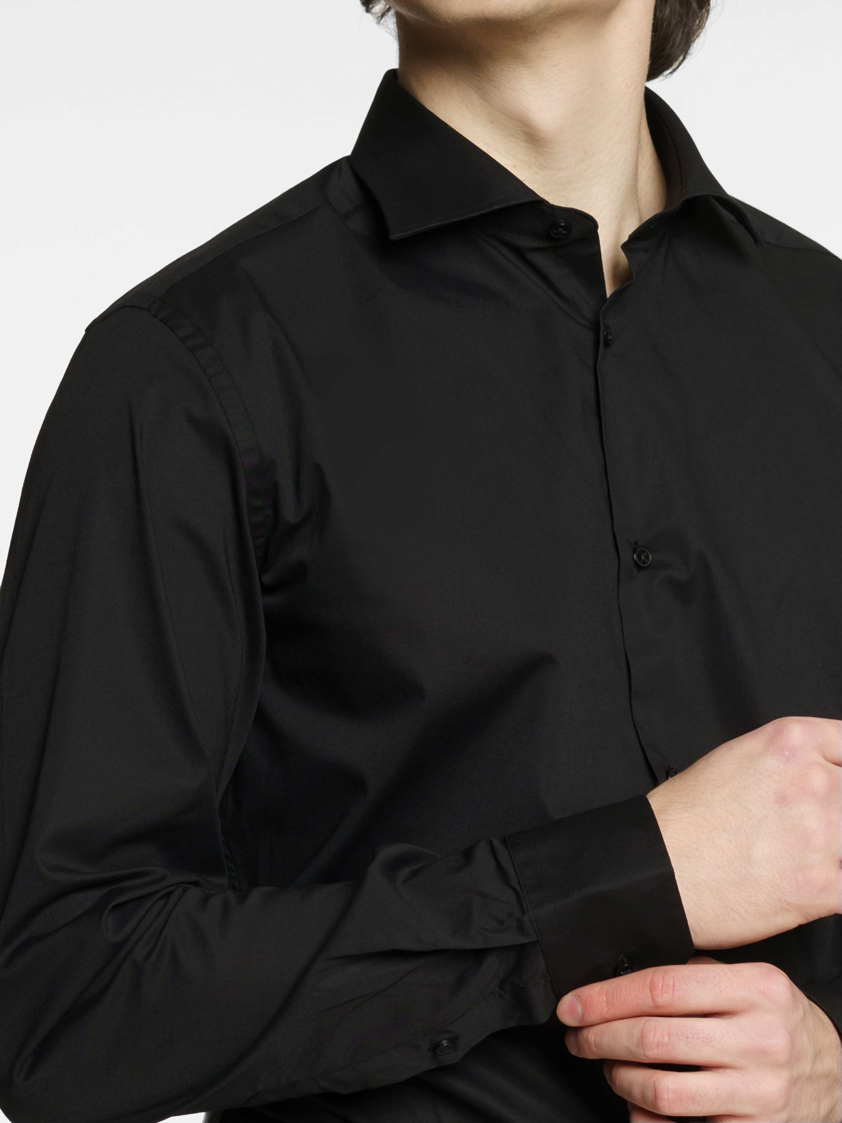 Stylish Men's Black Shirt with Breathable Cotton Comfort CA1M05.10.02