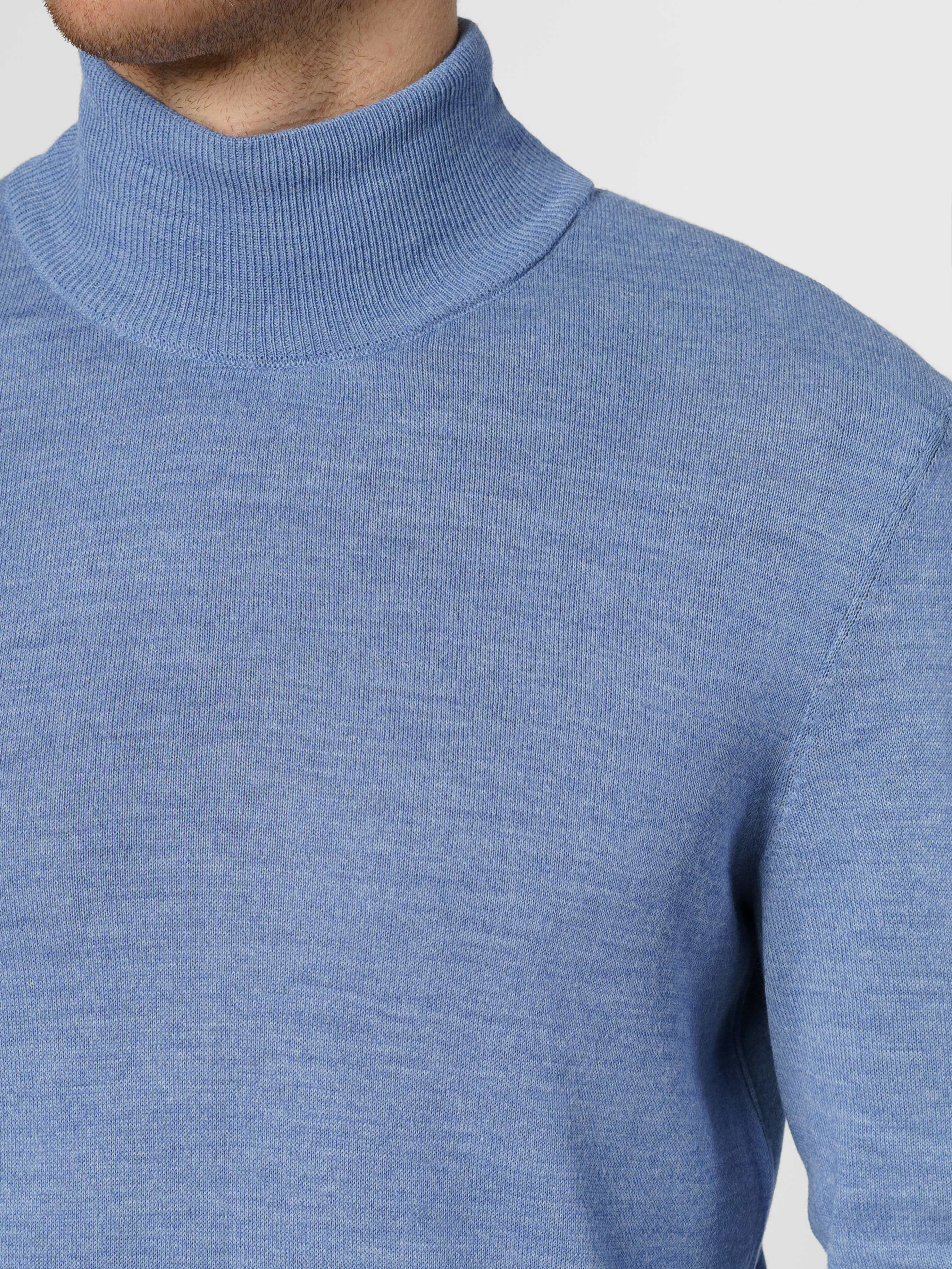 Stylish Men's Blue Jumper with High Collar - Premium Knitwear CA1M10.10.23