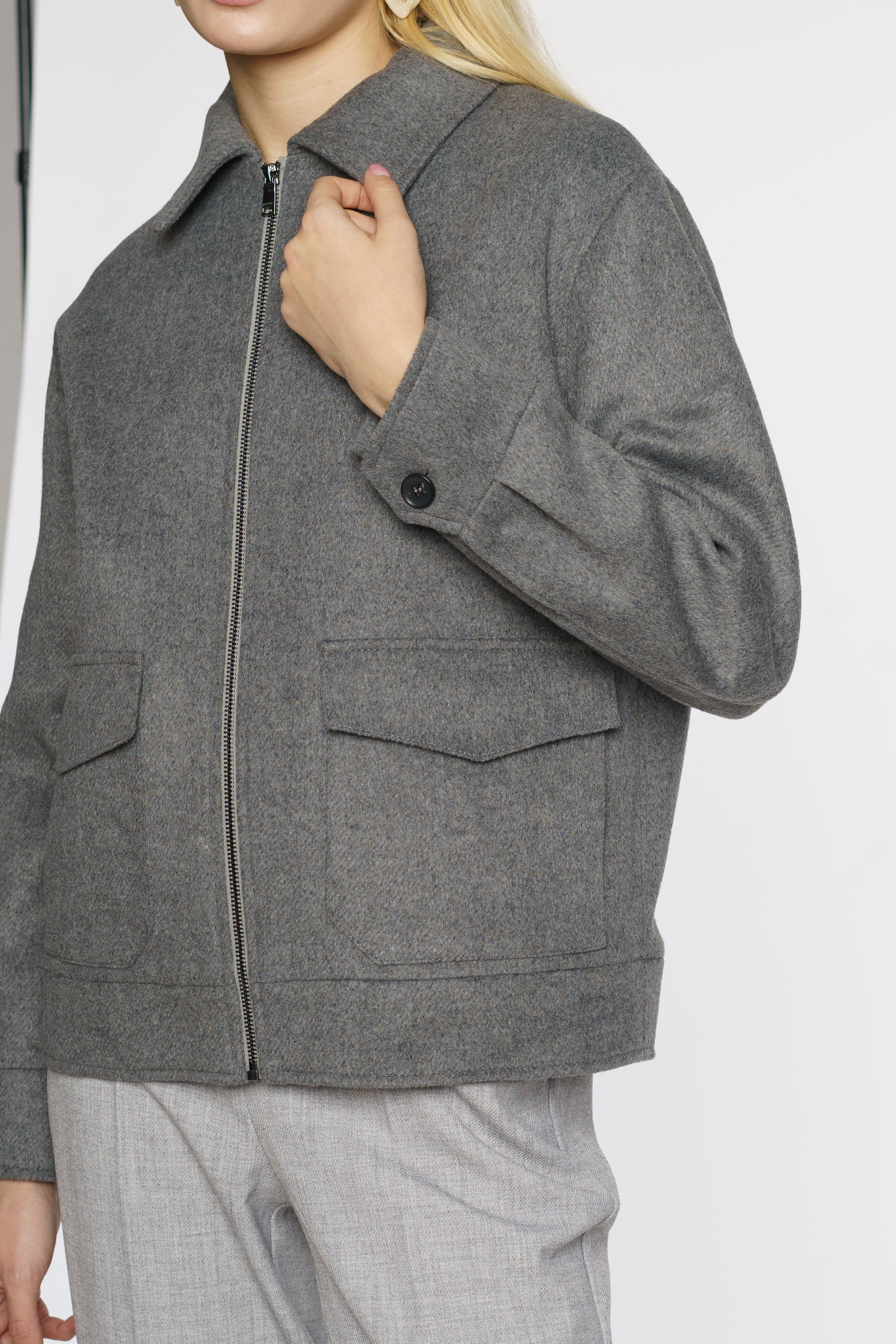 Amorakin Women's Gray Wool Jacket CA1W08.01.13