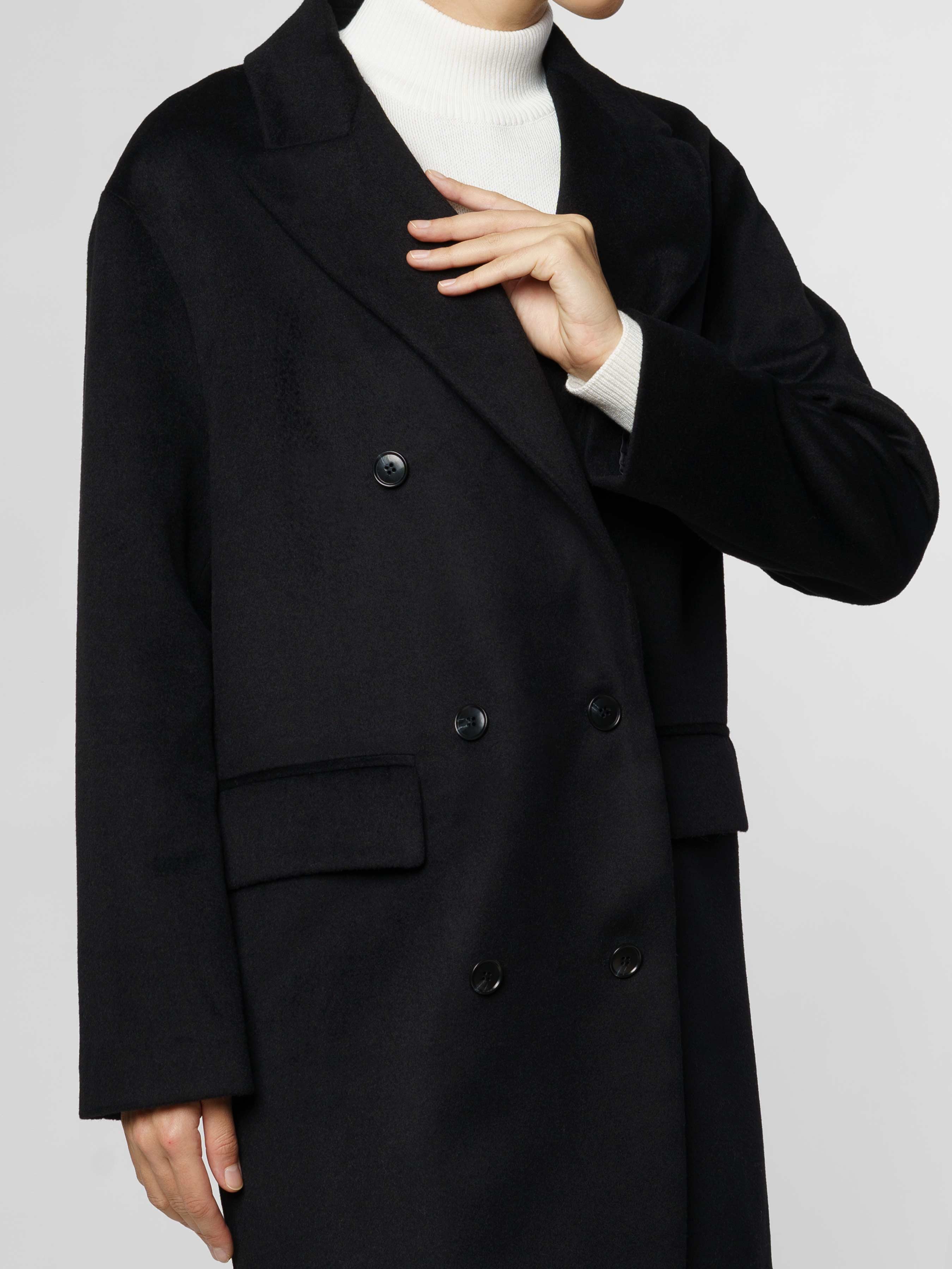 Women's Black Wool Coat CA1W07.06.02