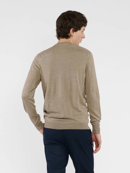 Soft Beige Merino Wool Men's Sweater for Ultimate Comfort