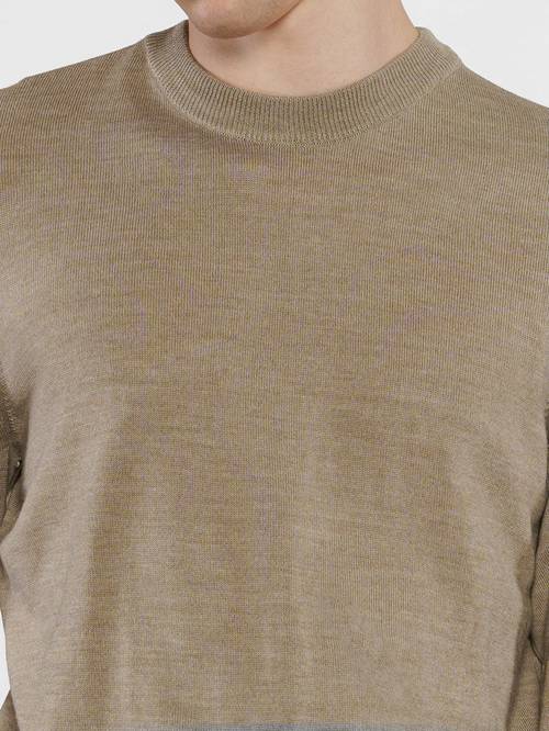 Soft Beige Merino Wool Men's Sweater for Ultimate Comfort