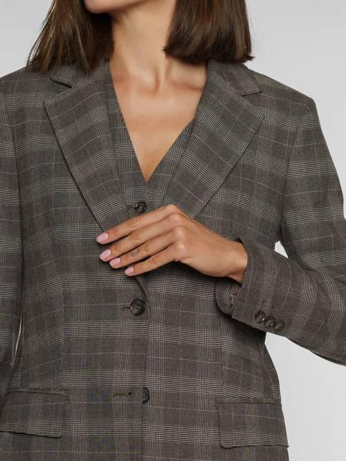 Women's Brown Checkered Jacket