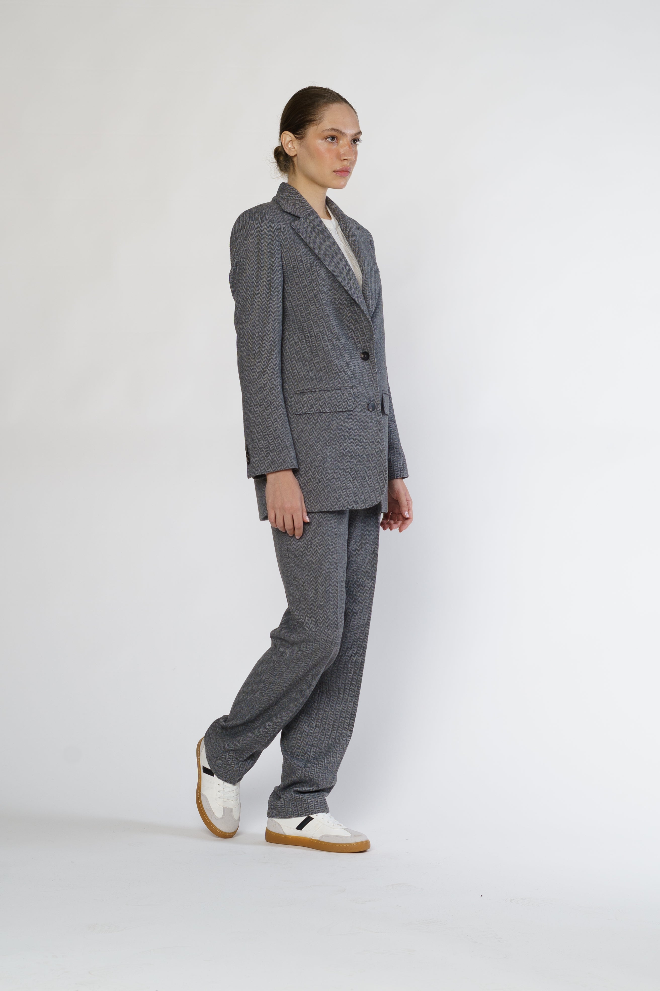 Women's Gray Tweed Wool Jacket