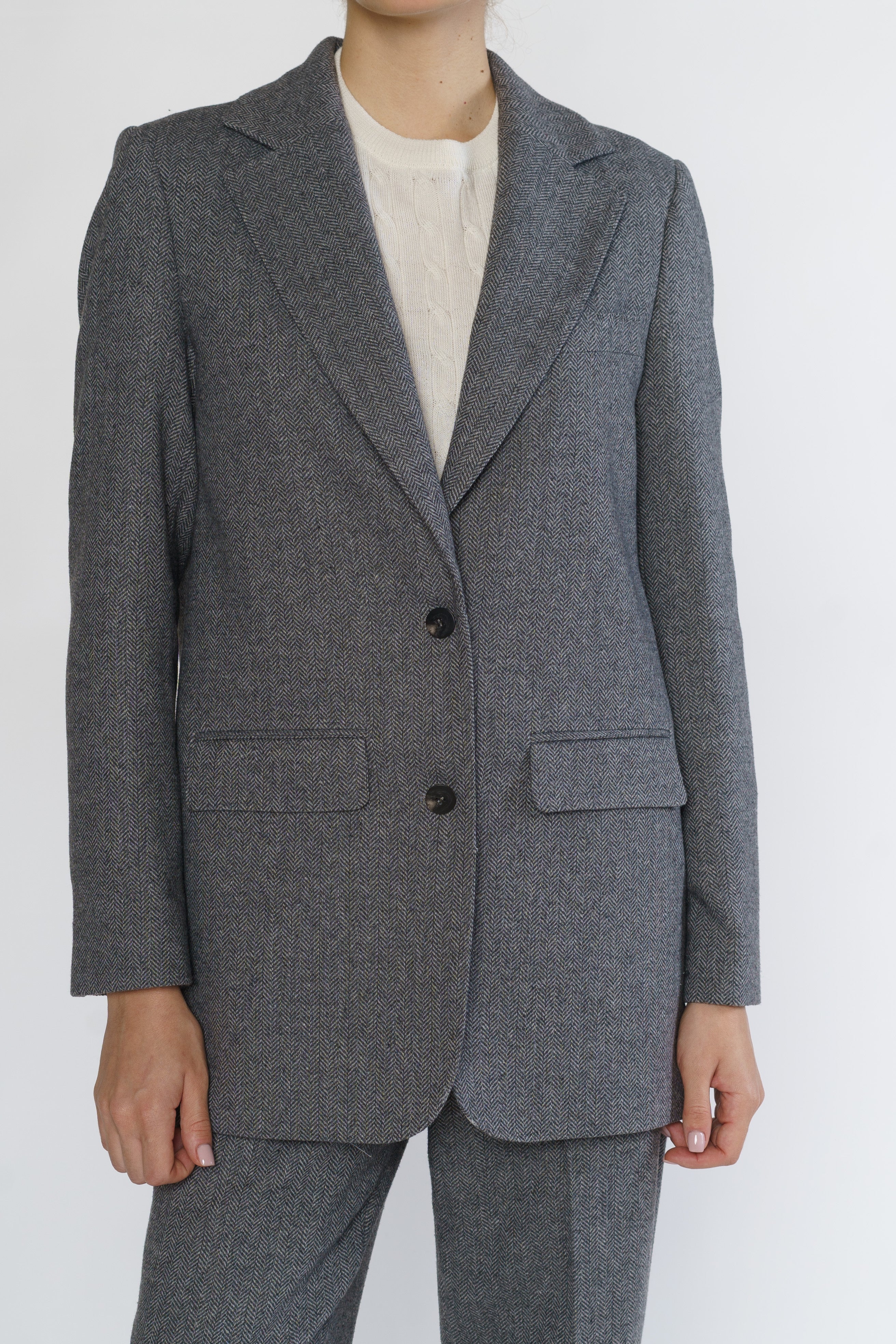 Women's Gray Tweed Wool Jacket