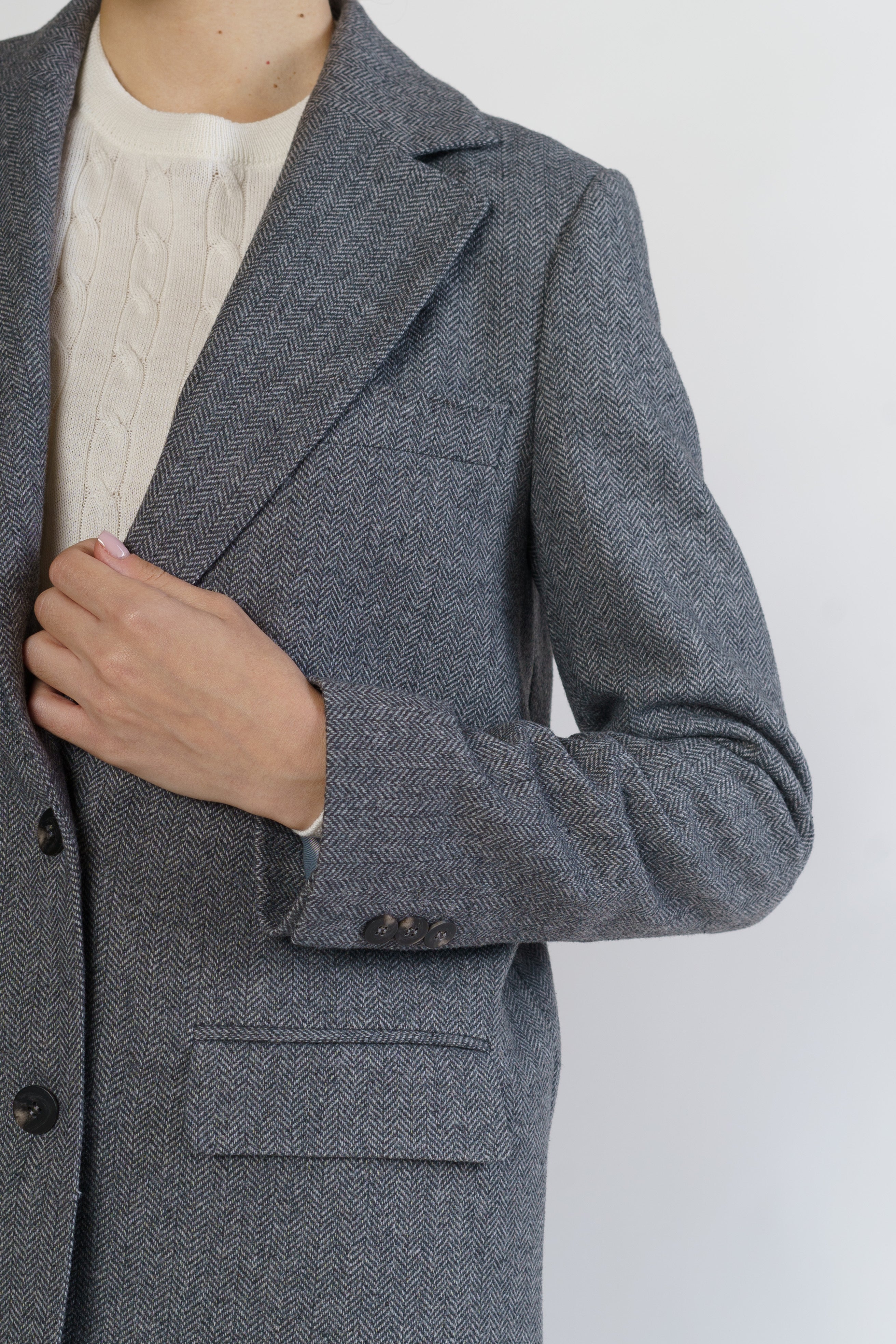 Women's Gray Tweed Wool Jacket