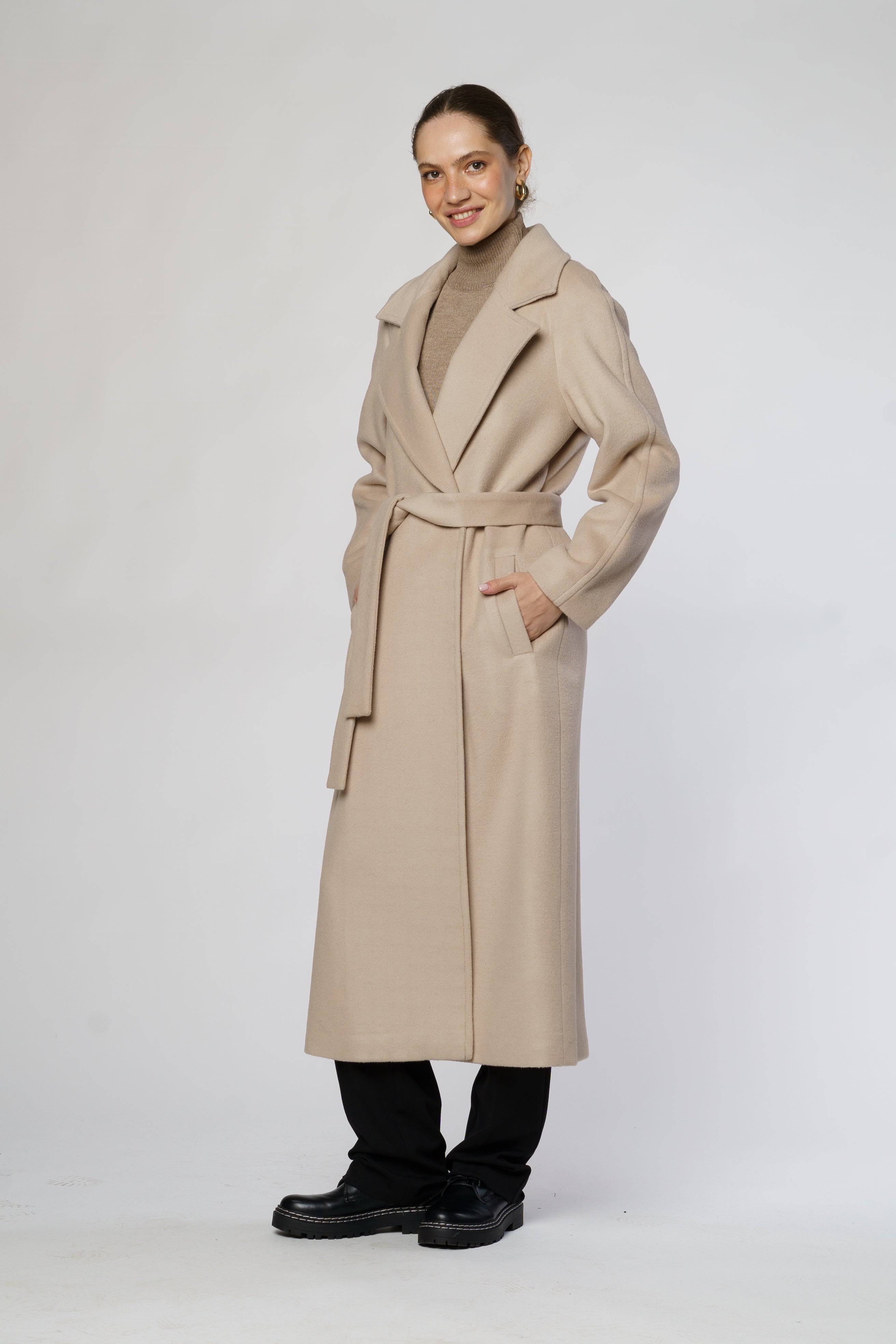 Beige Wool Coat CA1W07.01.16