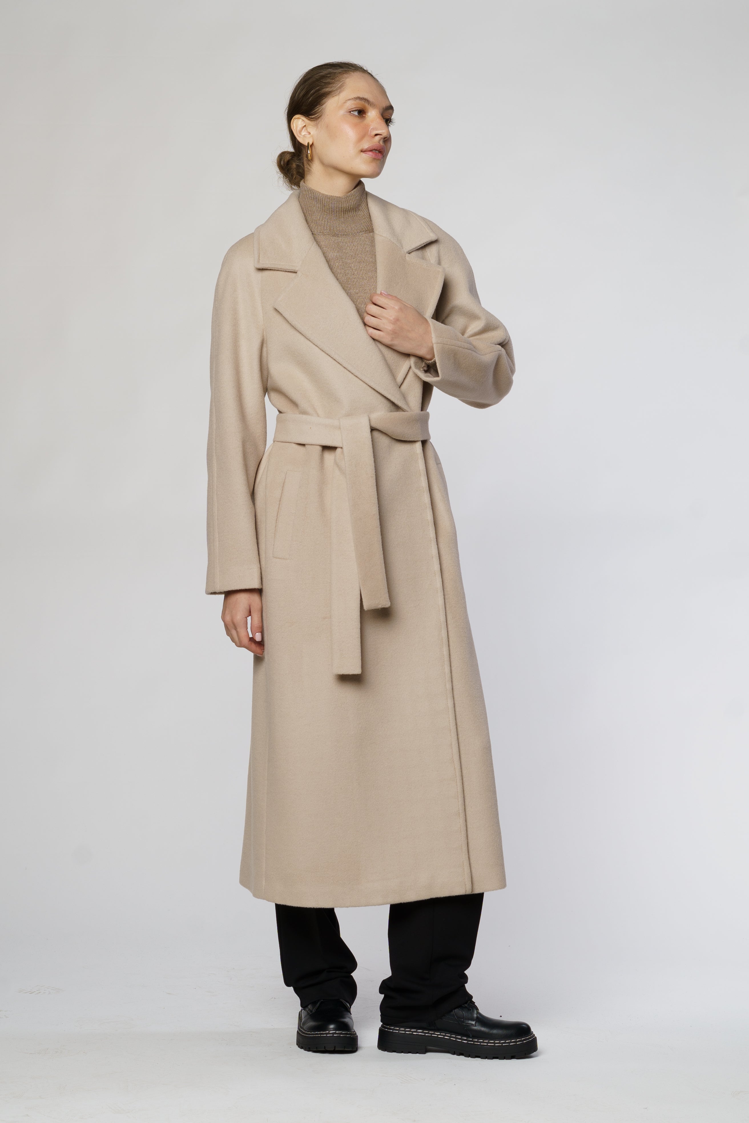 Beige Wool Coat CA1W07.01.16