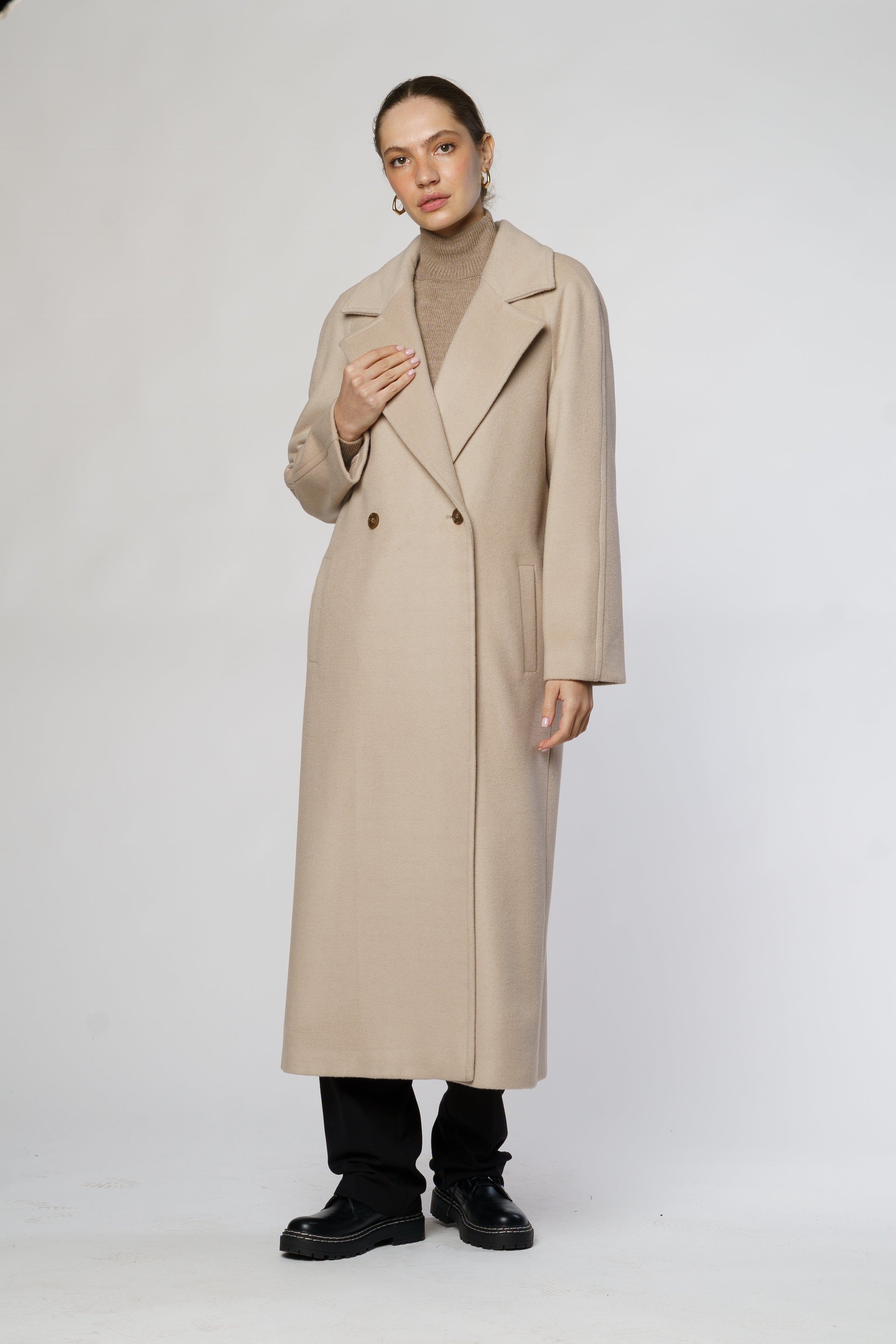 Beige Wool Coat CA1W07.01.16