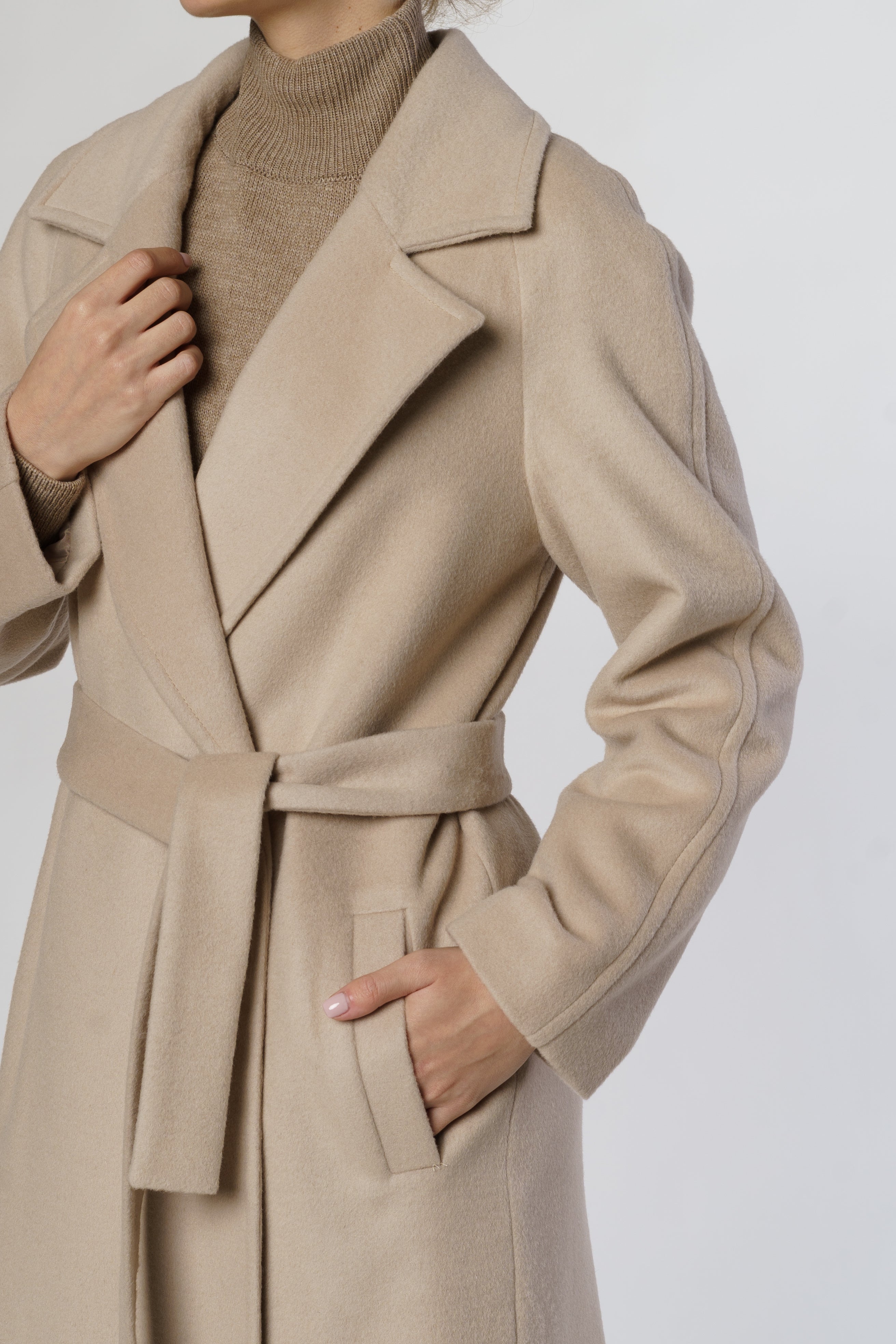 Beige Wool Coat CA1W07.01.16