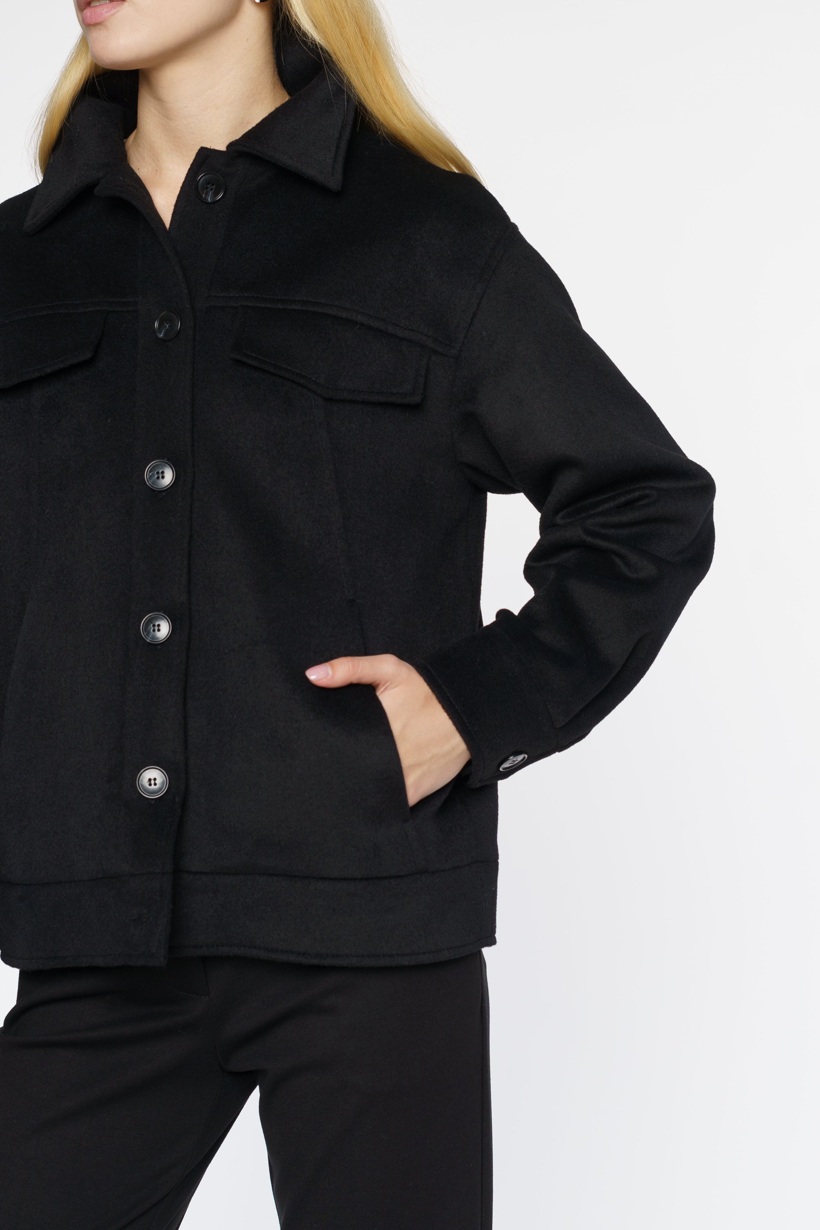 Womens Black Wool Jacket CA1W08.02.02