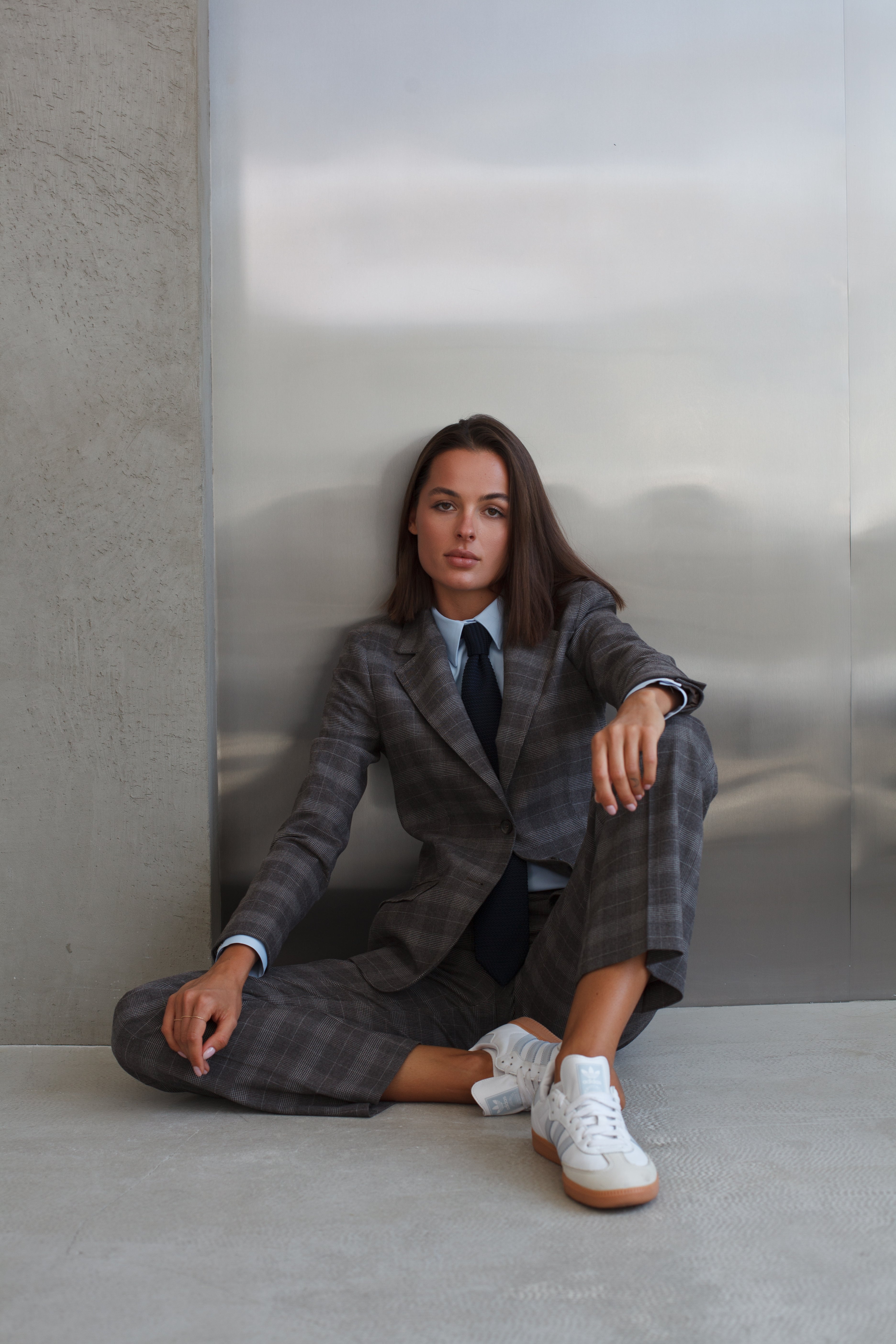 Women's Brown Checkered Jacket